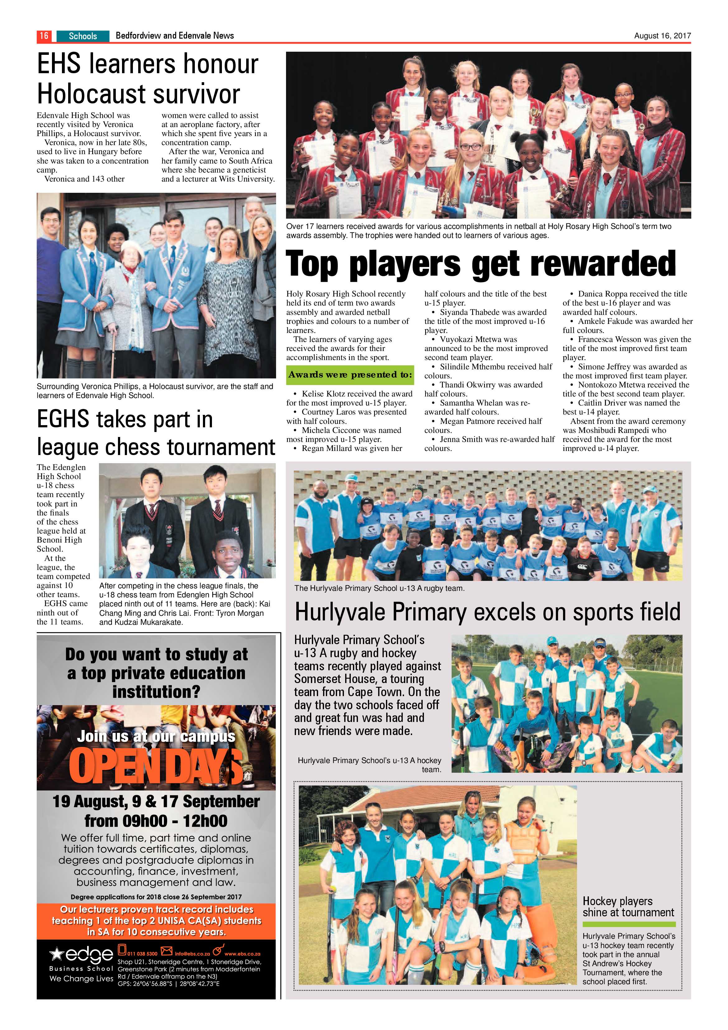 Bedfordview and Edenvale News 16 August 2017 page 16