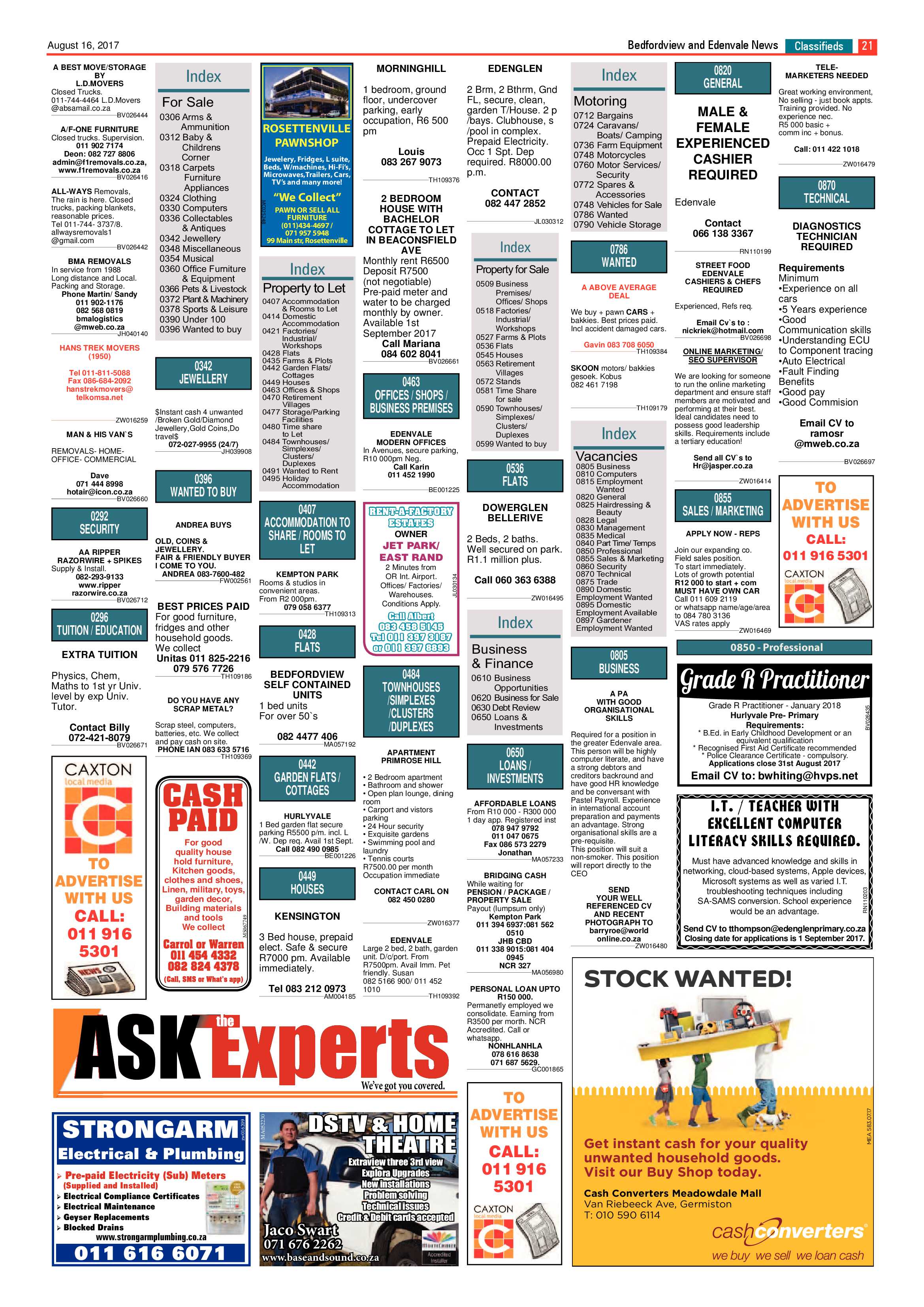 Bedfordview and Edenvale News 16 August 2017 page 21