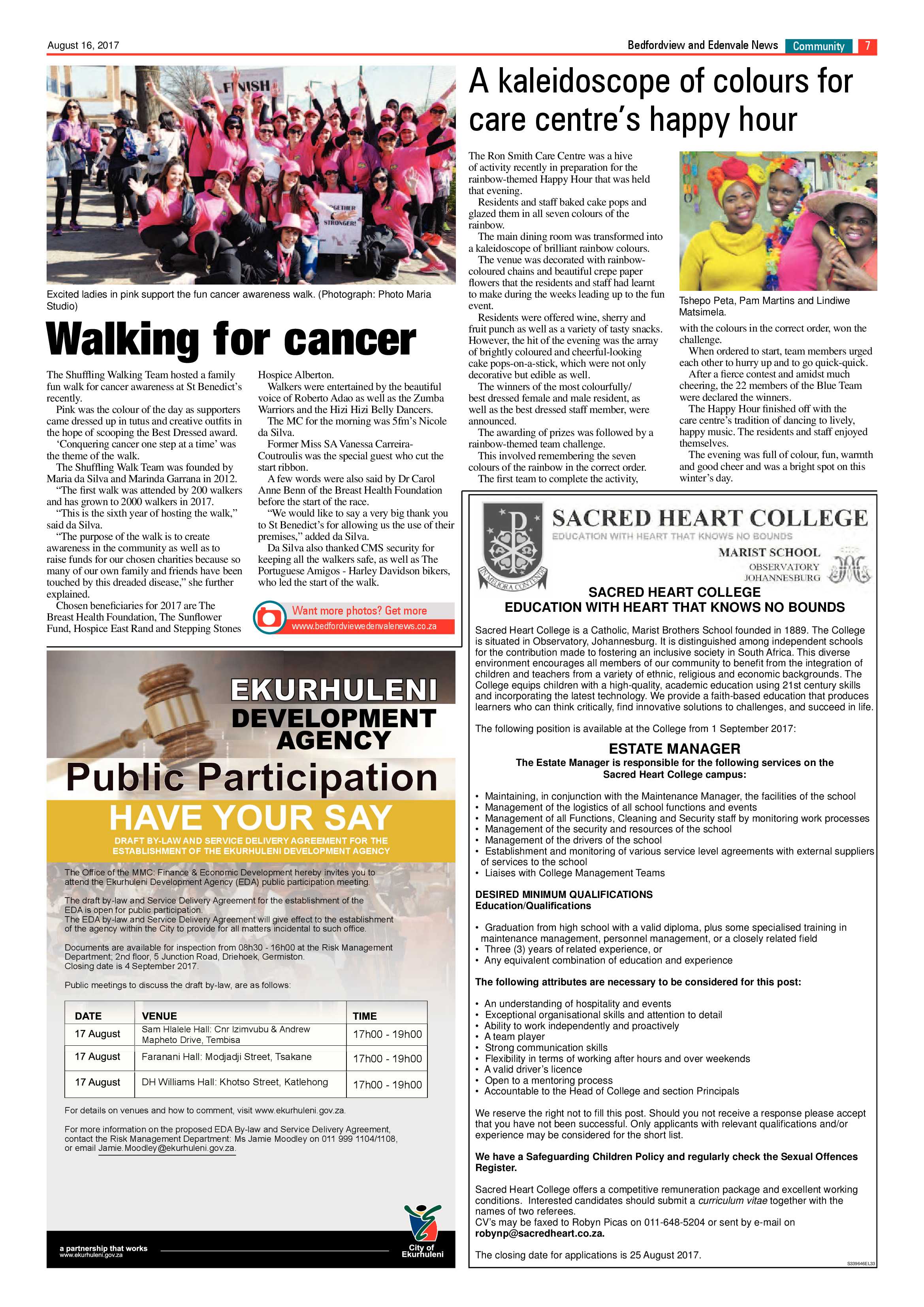 Bedfordview and Edenvale News 16 August 2017 page 7