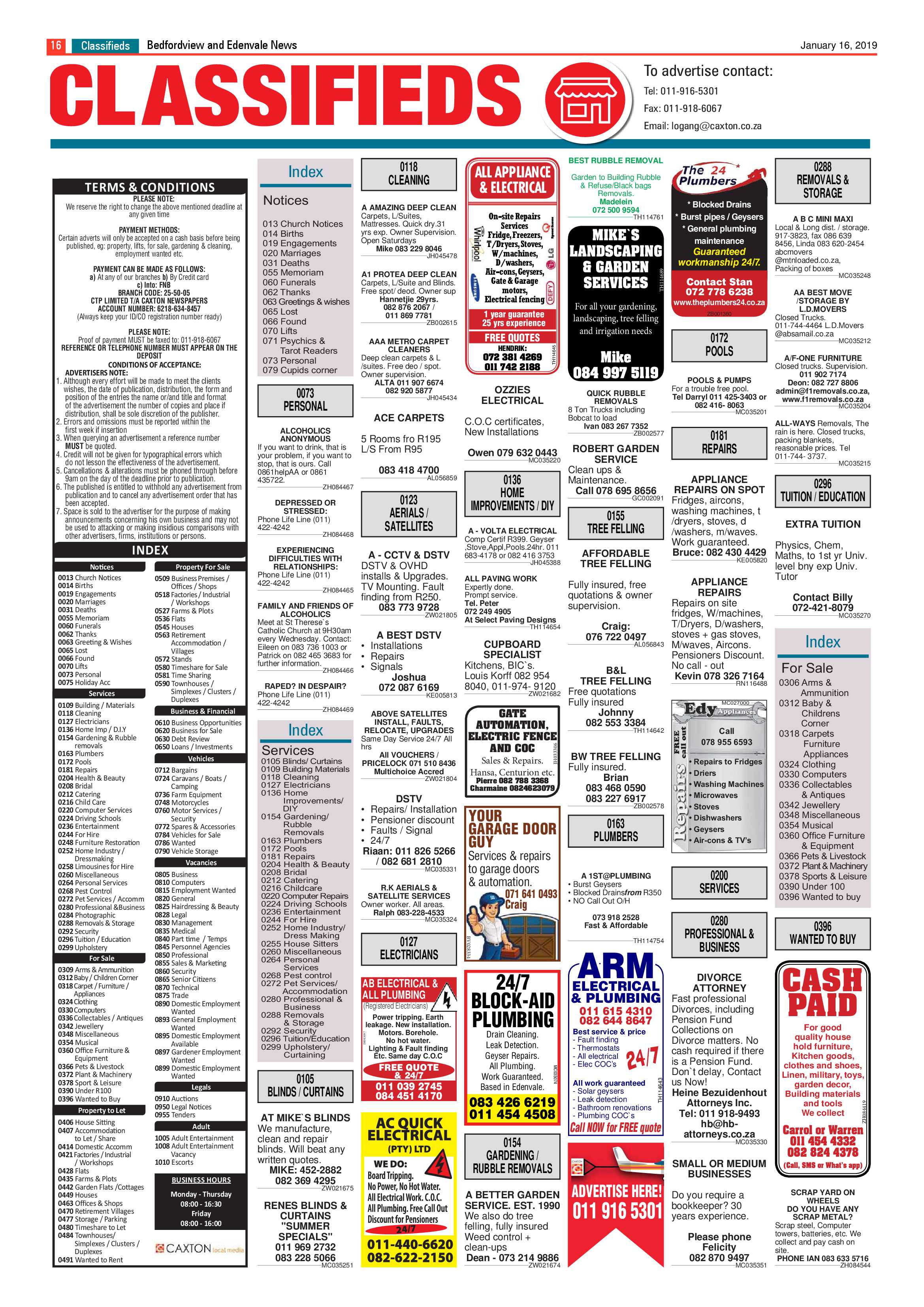 Bedfordview and Edenvale News 16 January 2019 page 16