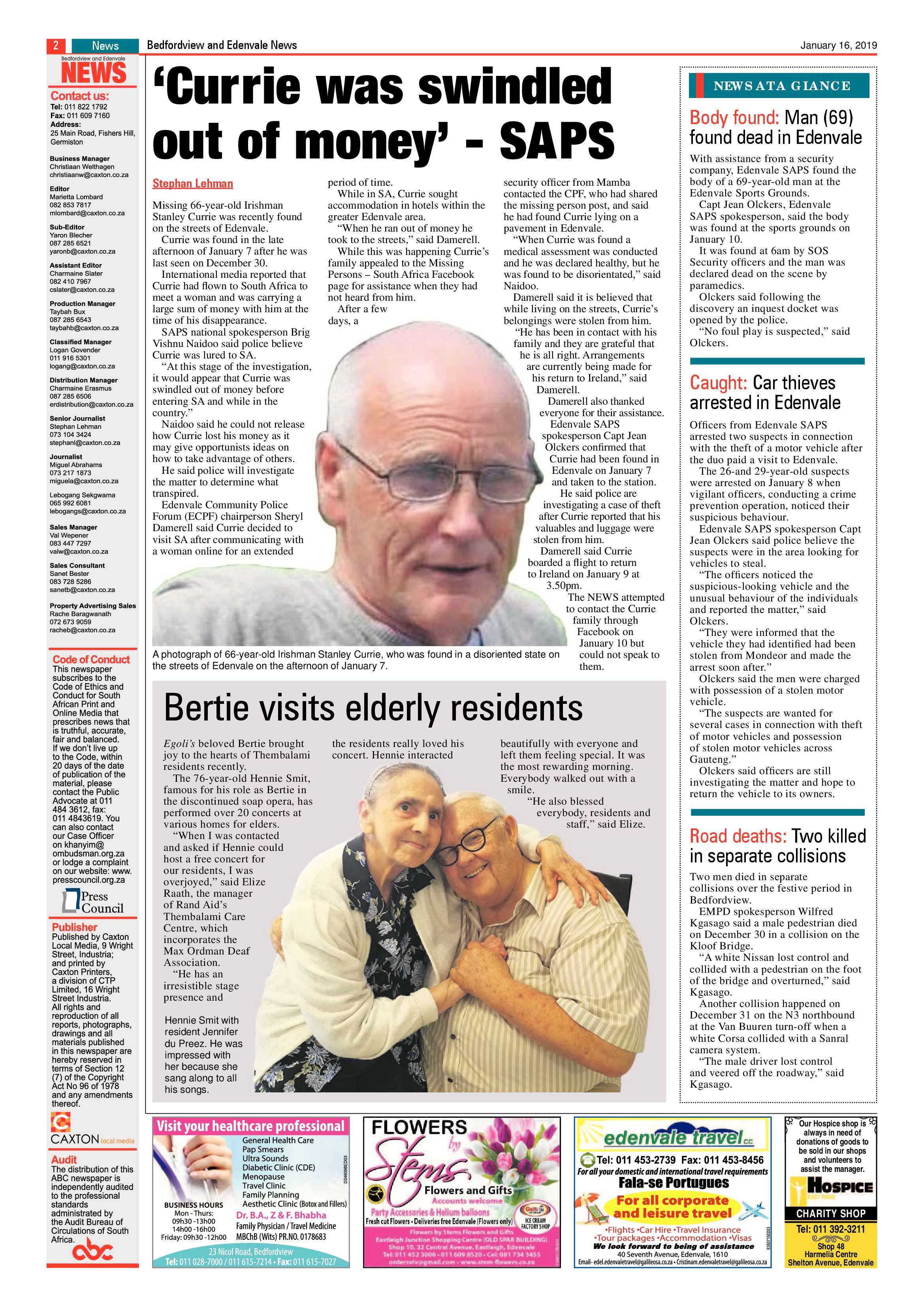 Bedfordview and Edenvale News 16 January 2019 page 2