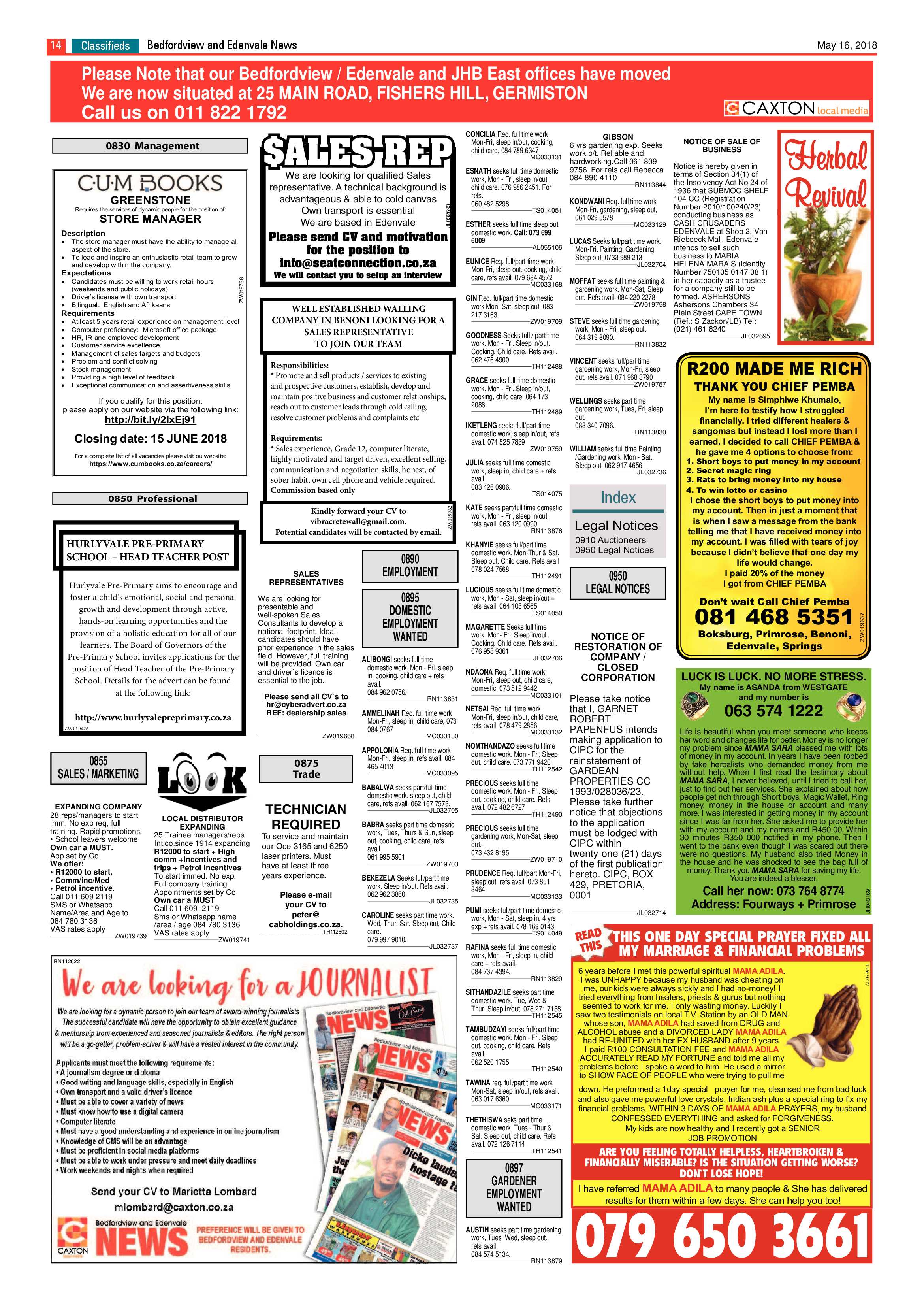 Bedfordview and Edenvale News 16 May 2018 page 14