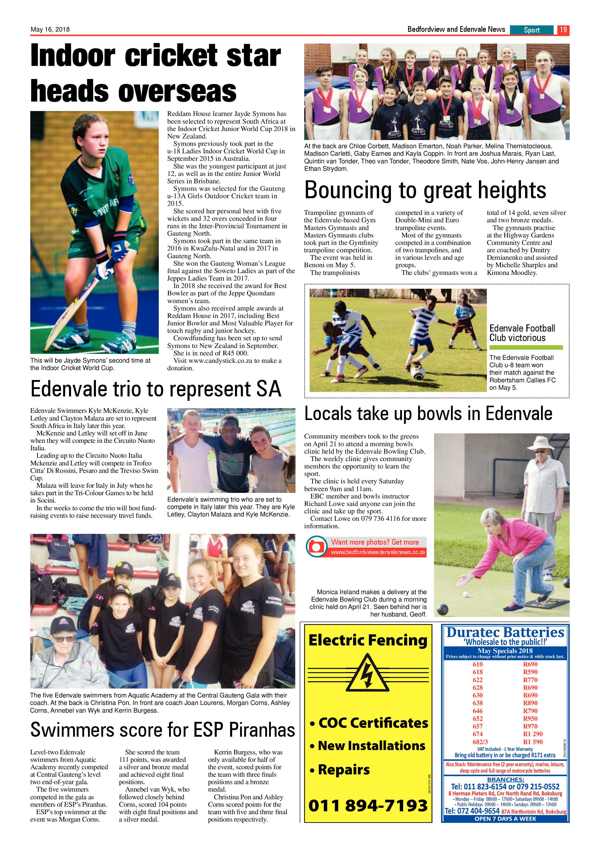 Bedfordview and Edenvale News 16 May 2018 page 19