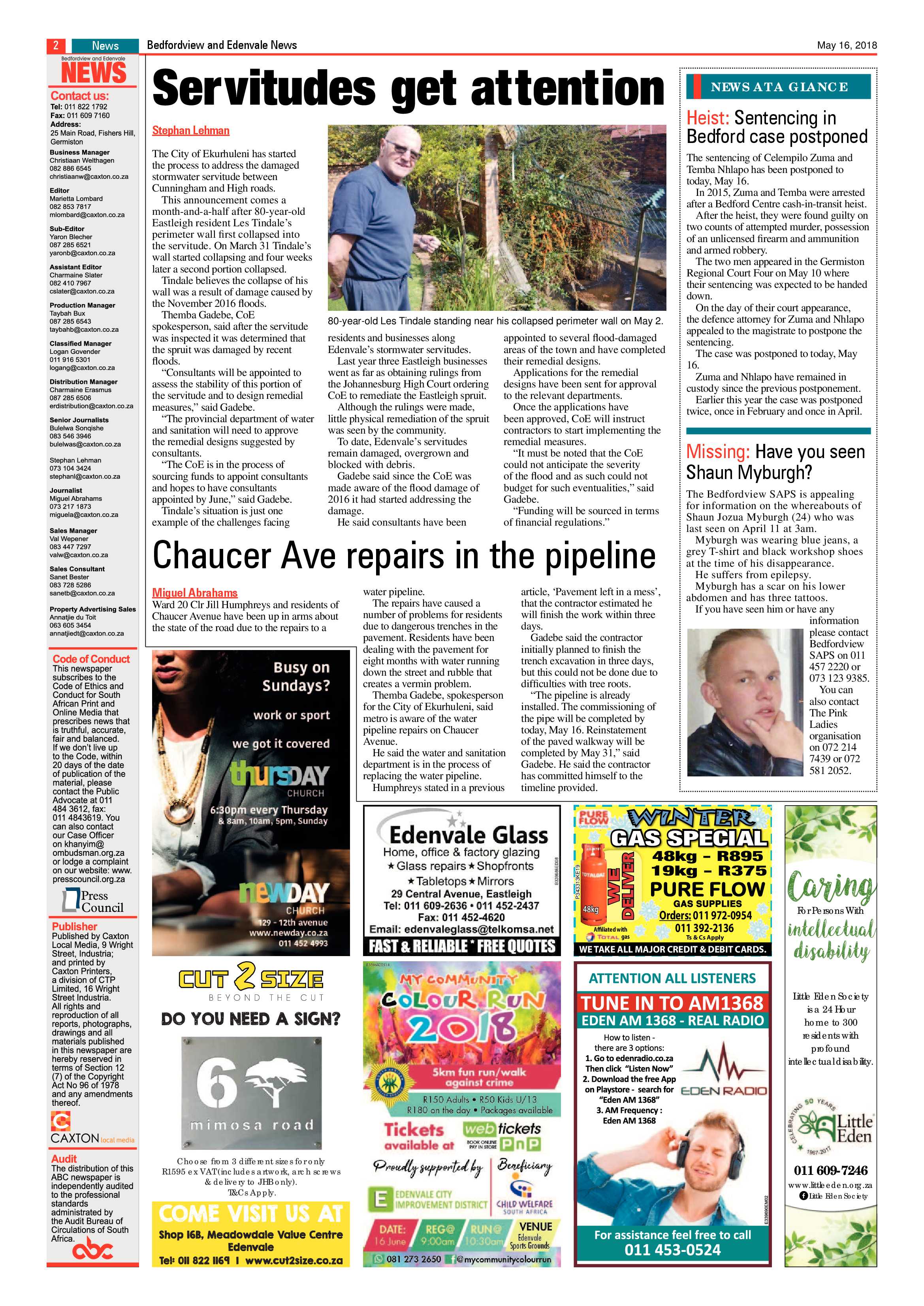 Bedfordview and Edenvale News 16 May 2018 page 2