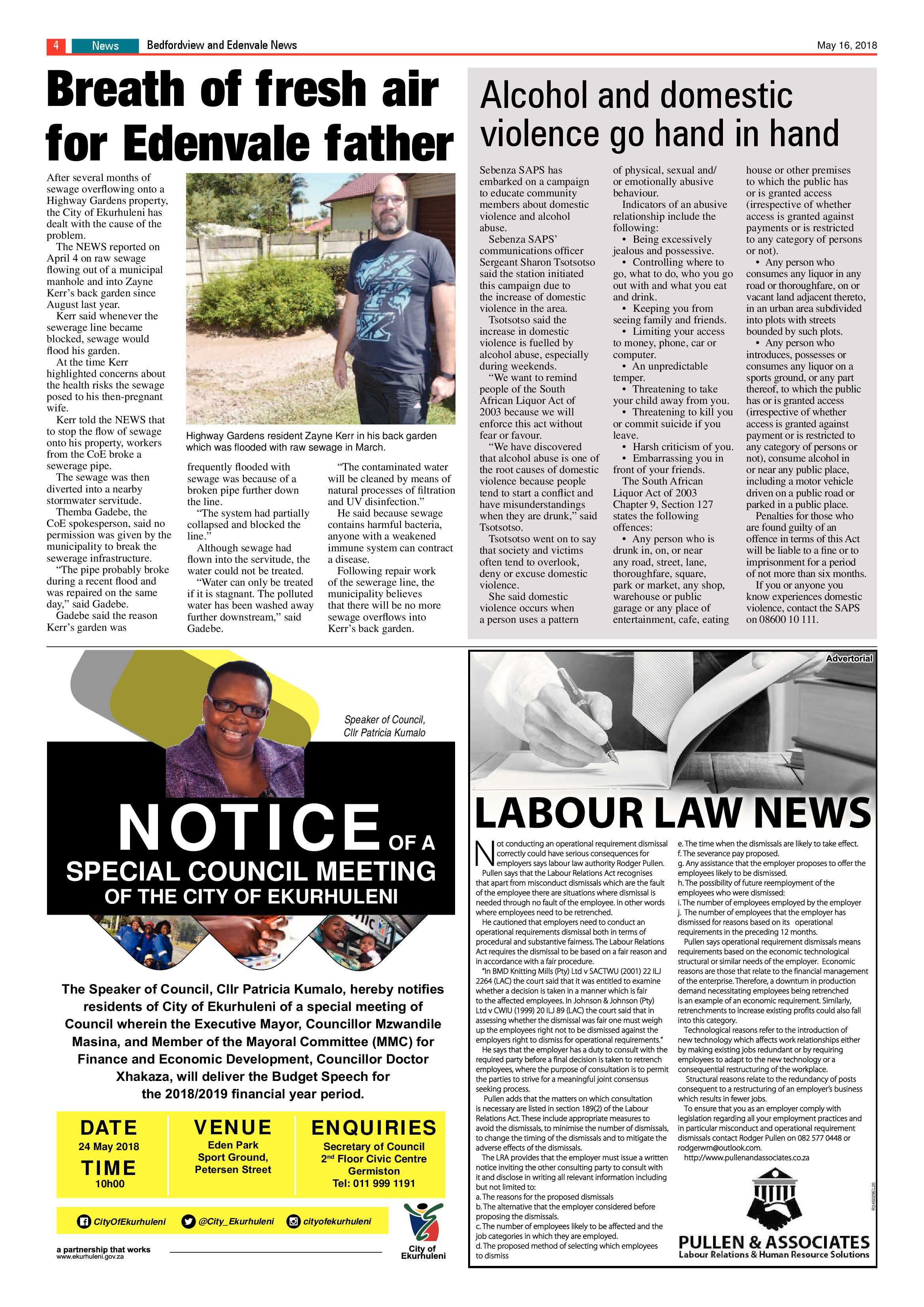 Bedfordview and Edenvale News 16 May 2018 page 4