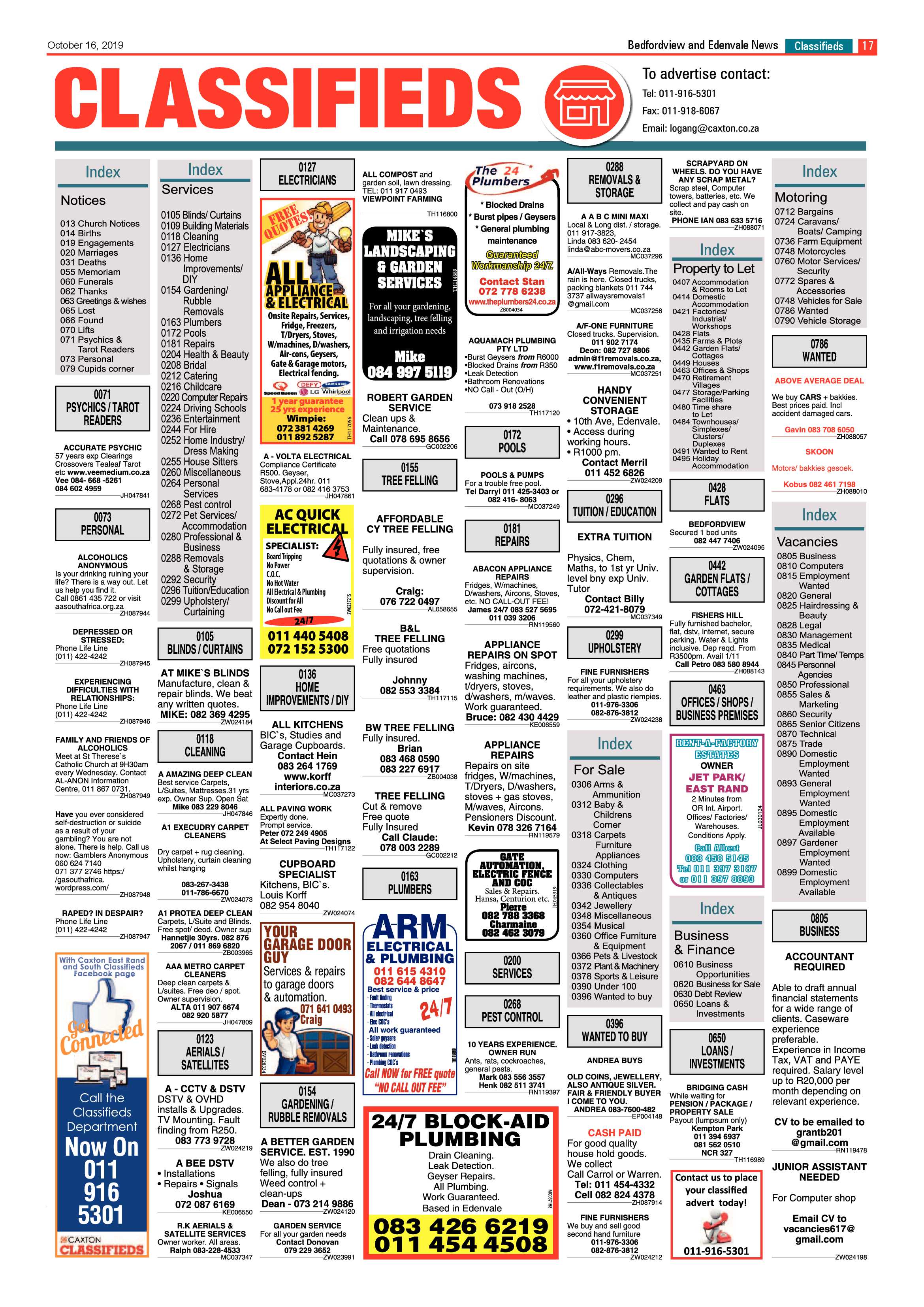 Bedfordview and Edenvale News 16 October 2019 page 17