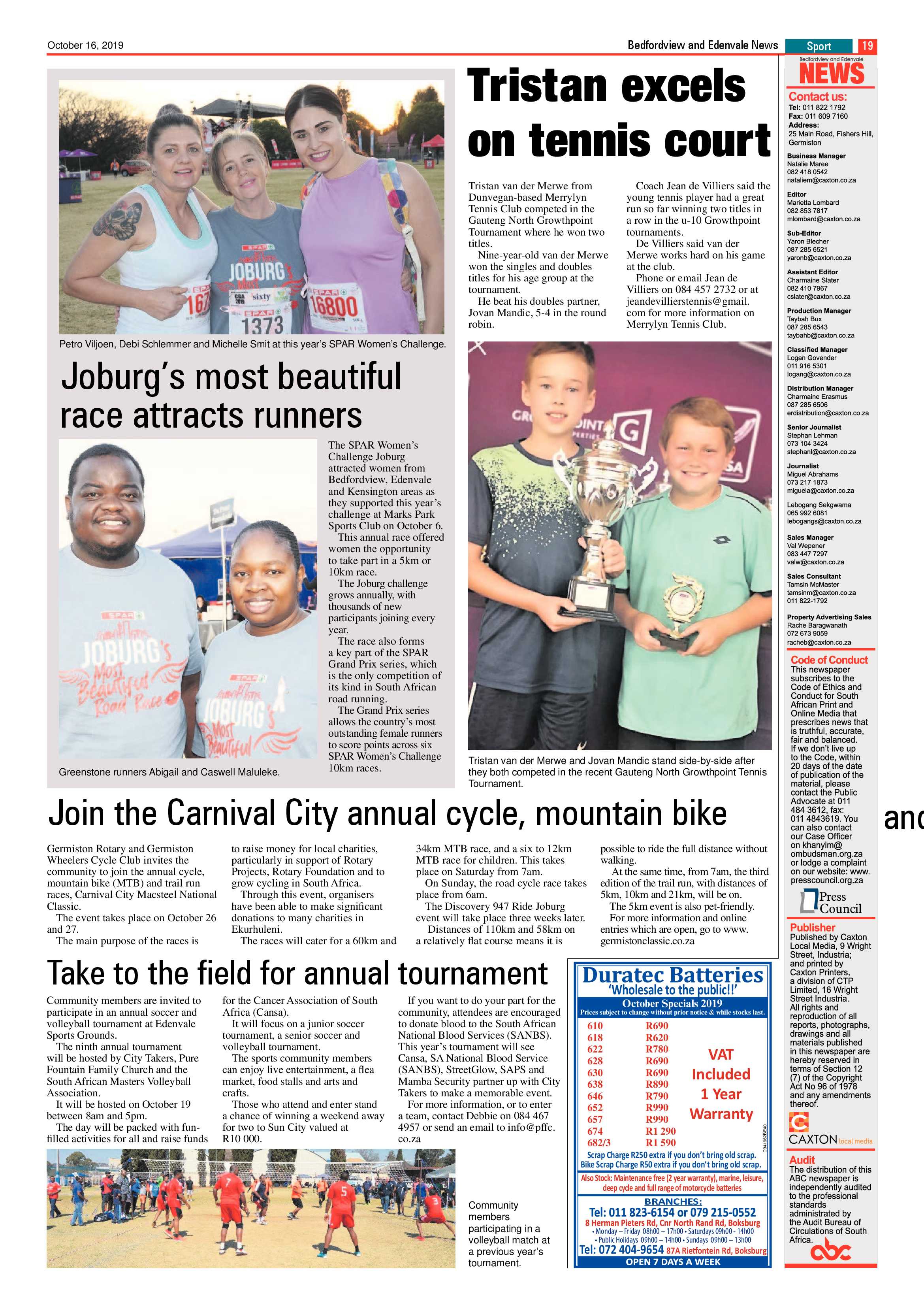 Bedfordview and Edenvale News 16 October 2019 page 19