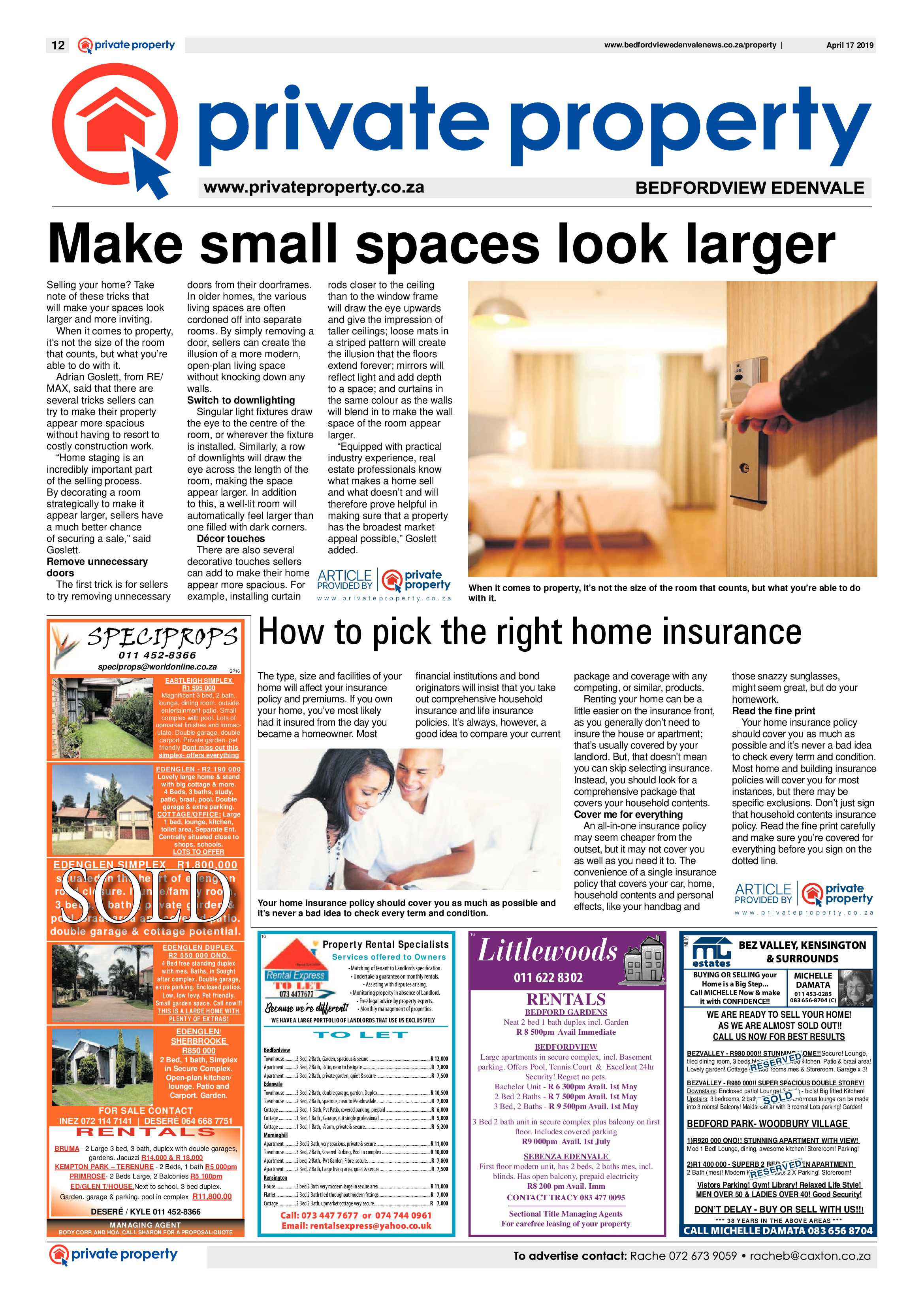 Bedfordview and Edenvale News 17 April 2019 page 12