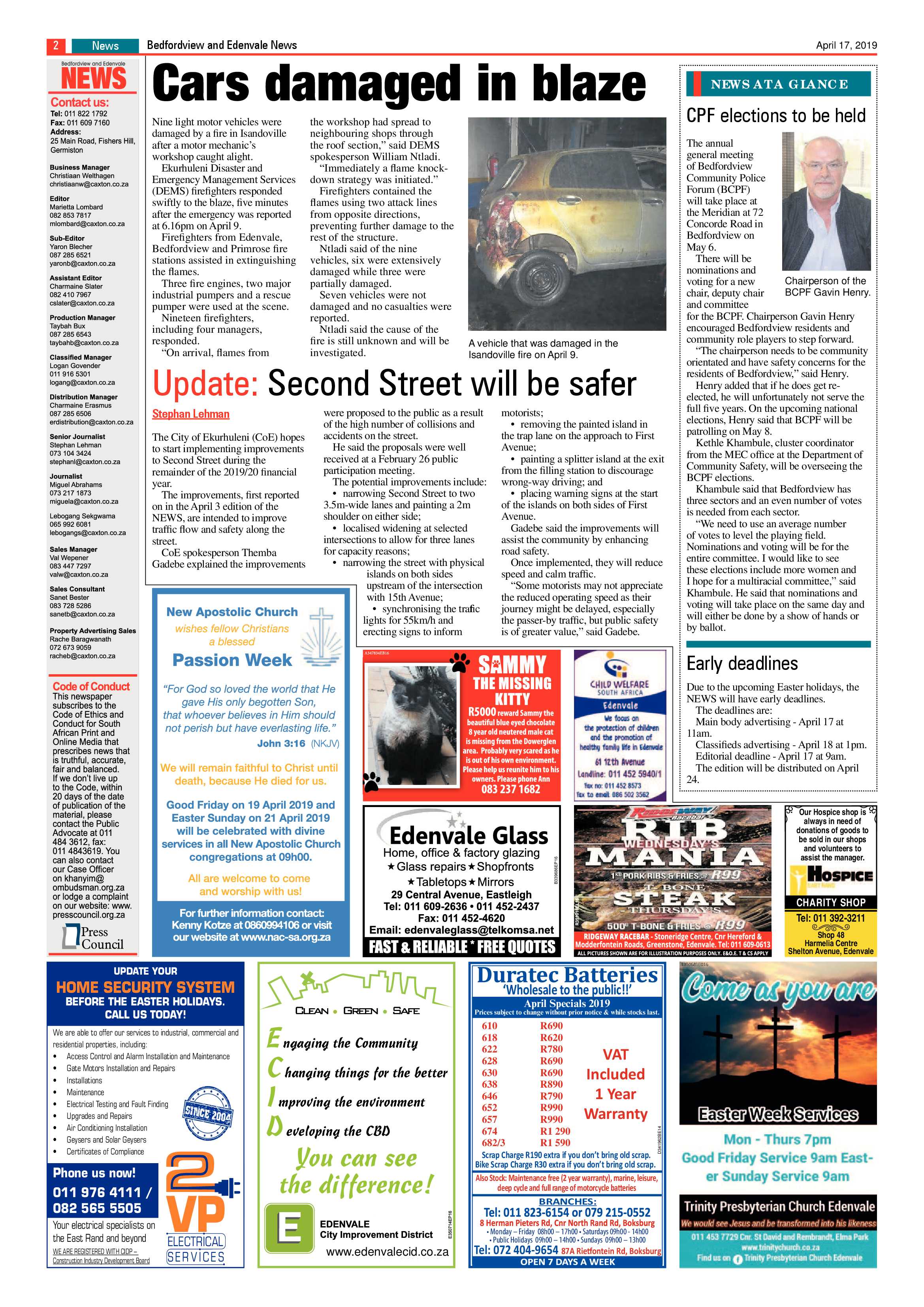 Bedfordview and Edenvale News 17 April 2019 page 2
