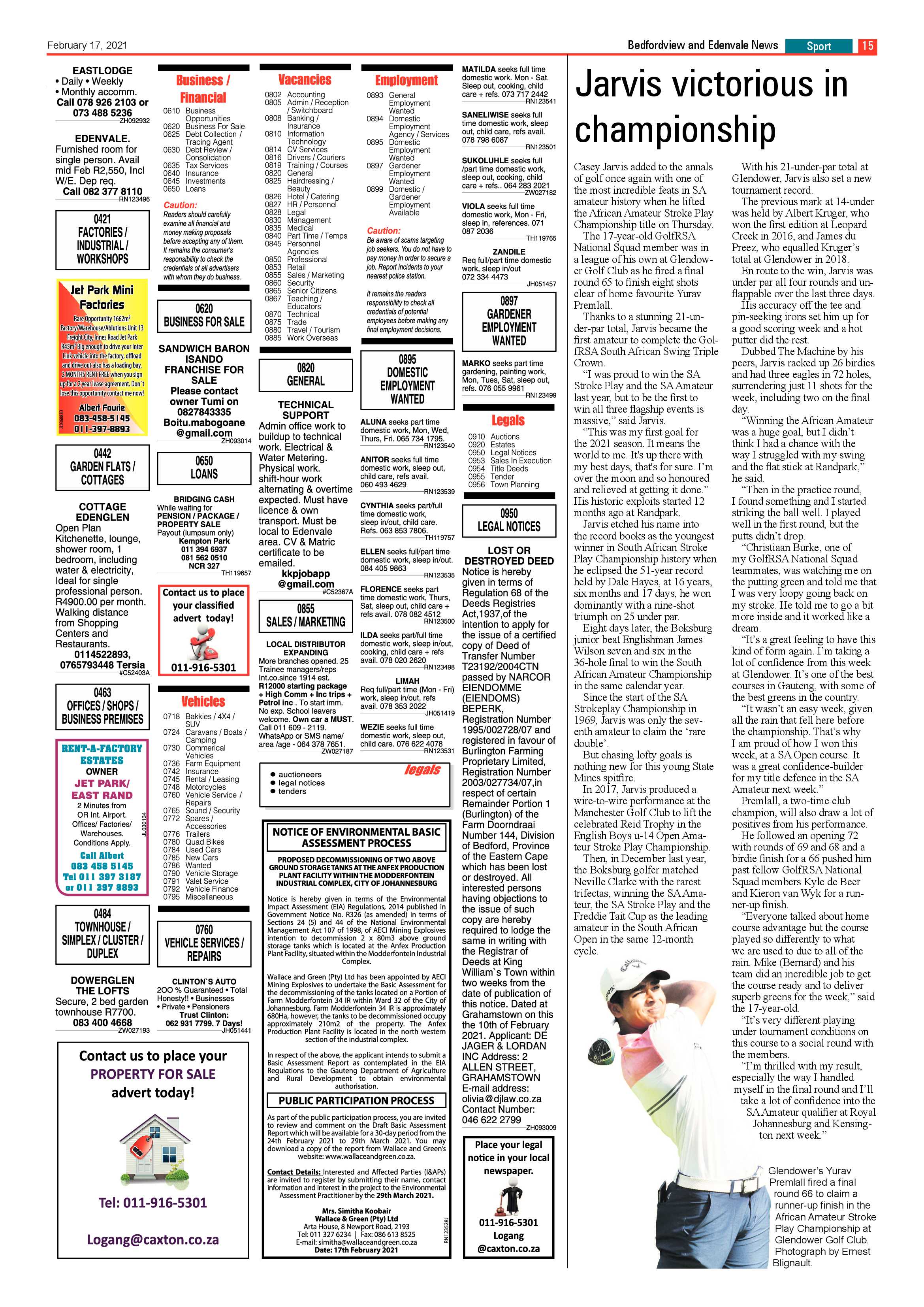 Bedfordview and Edenvale News 17 February 2021 page 15