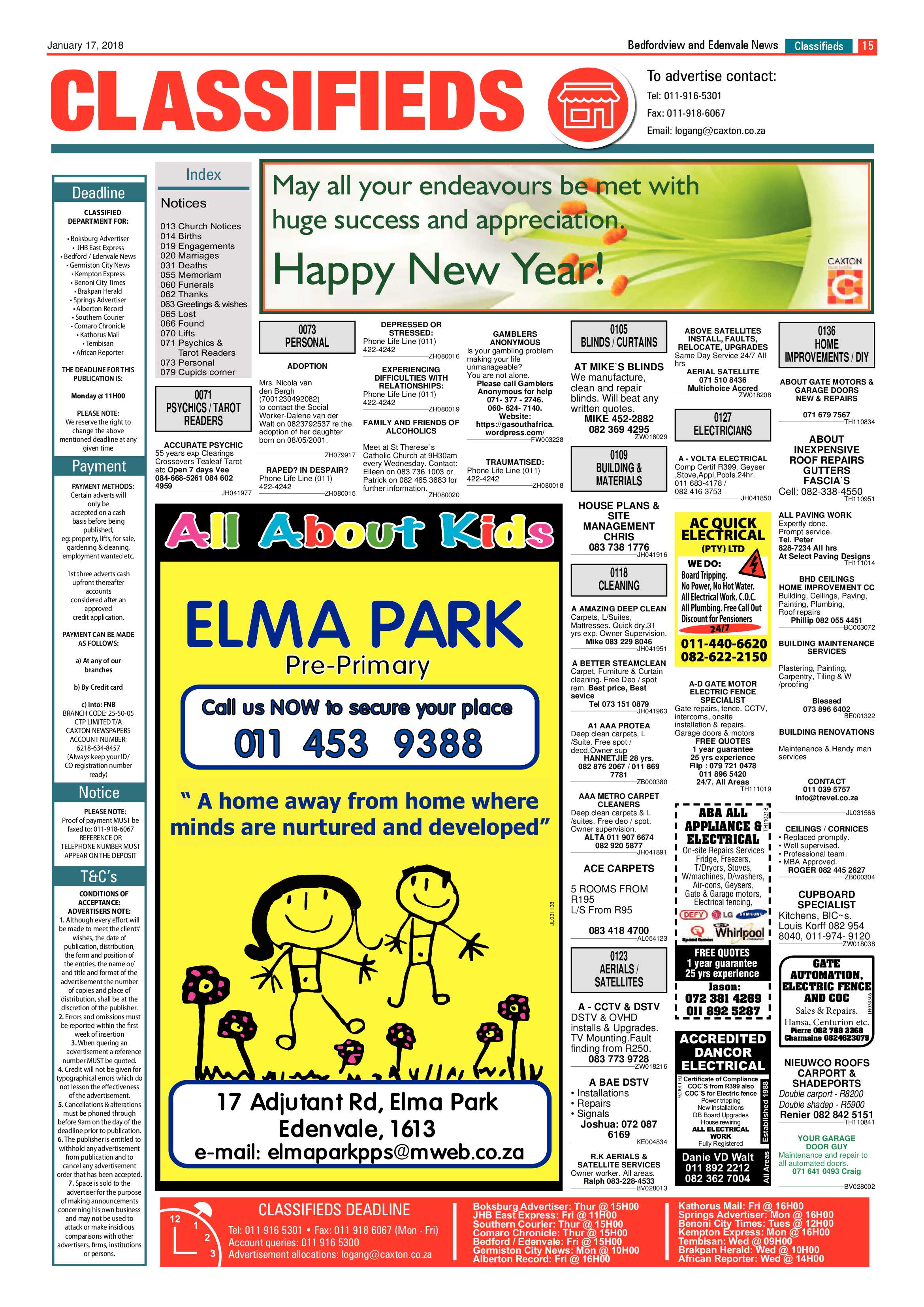 Bedfordview and Edenvale News 17 January 2018 page 15