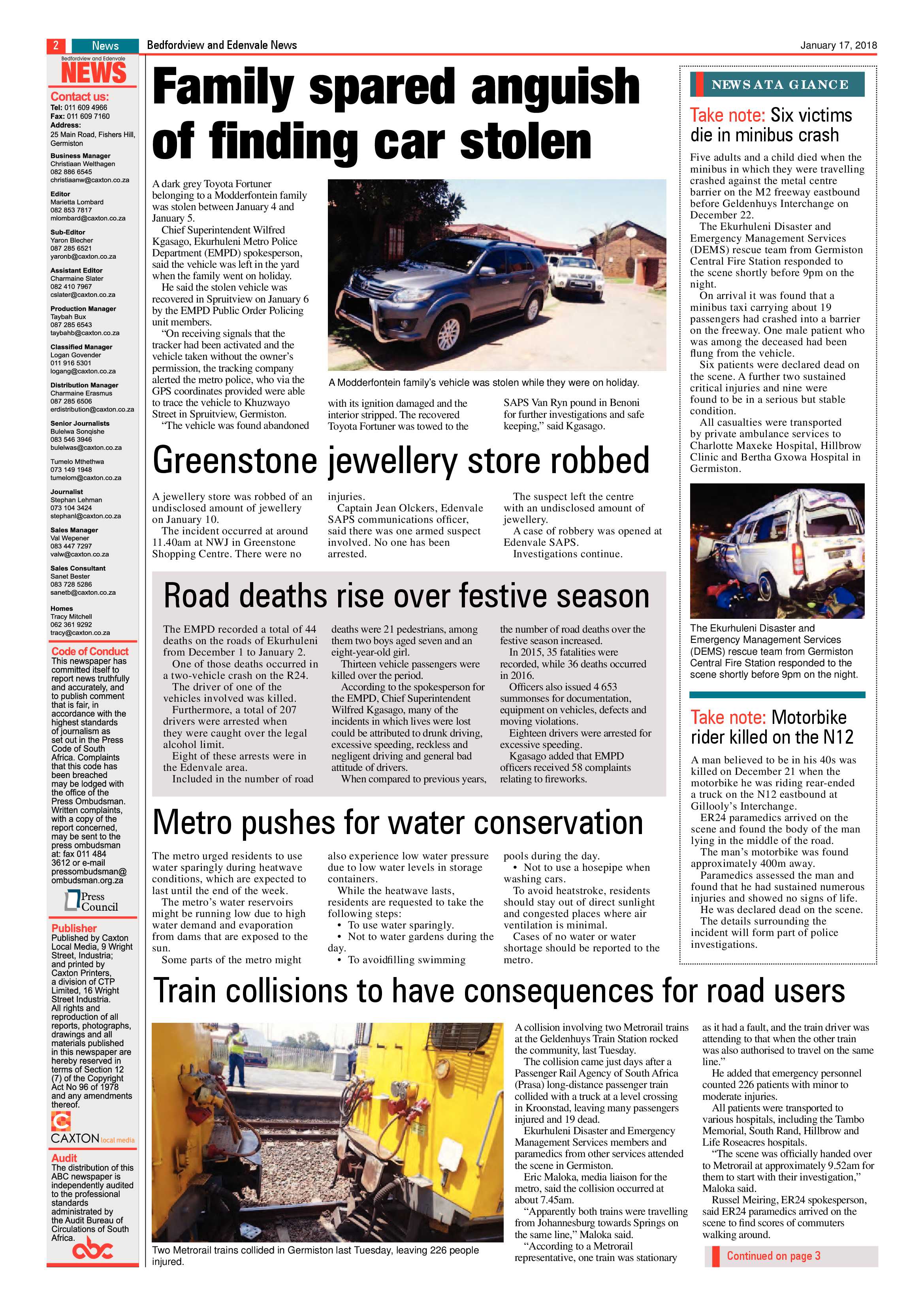 Bedfordview and Edenvale News 17 January 2018 page 2