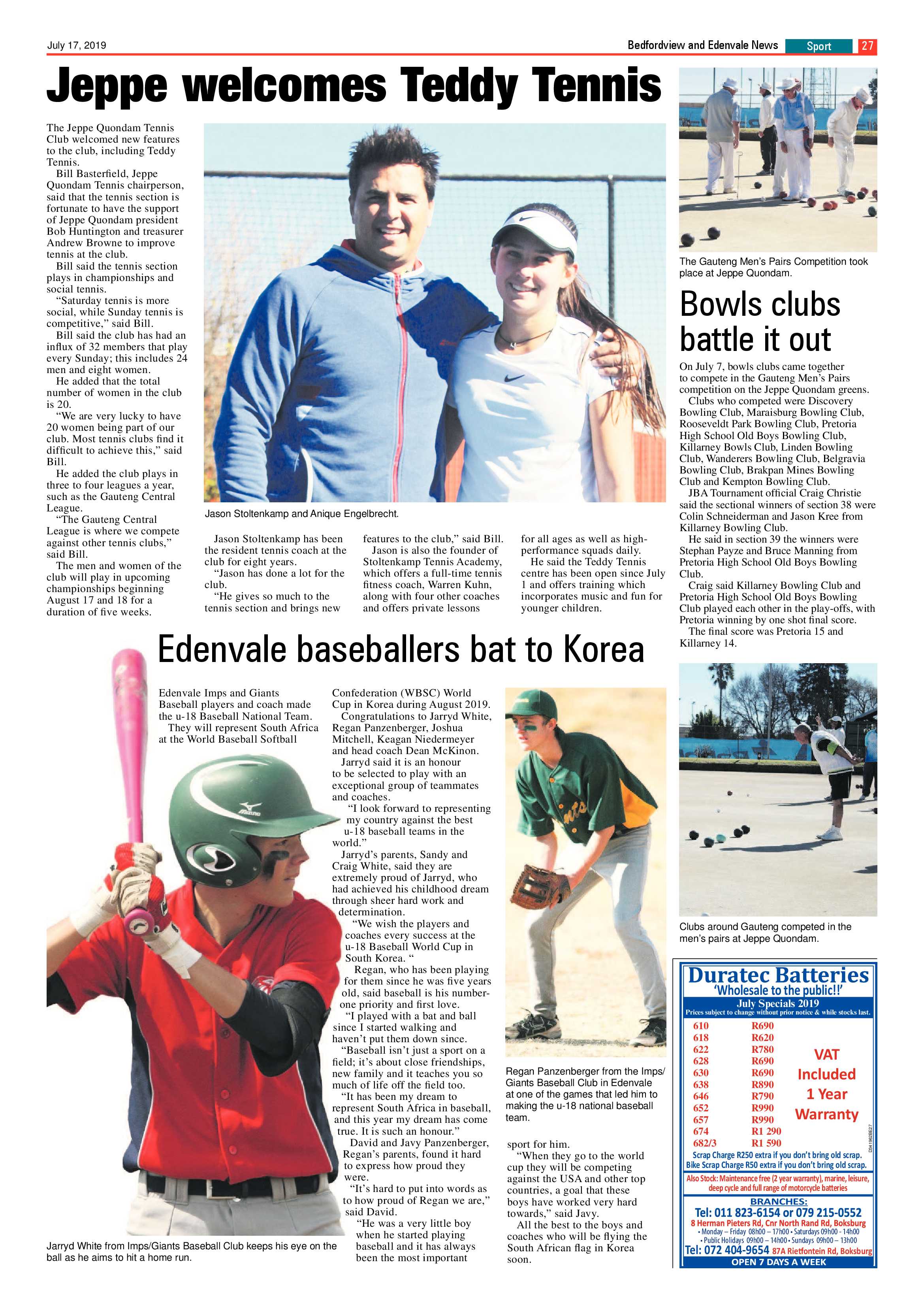 Bedfordview and Edenvale News 17 July 2019 page 27