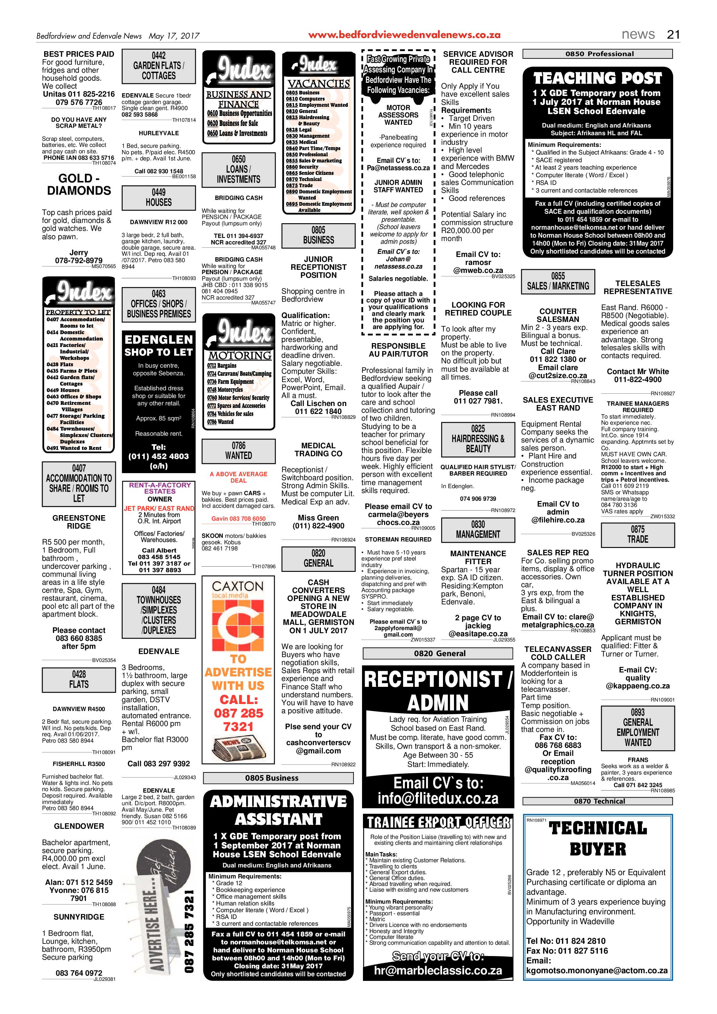Bedfordview and Edenvale News 17 May 2017 page 21