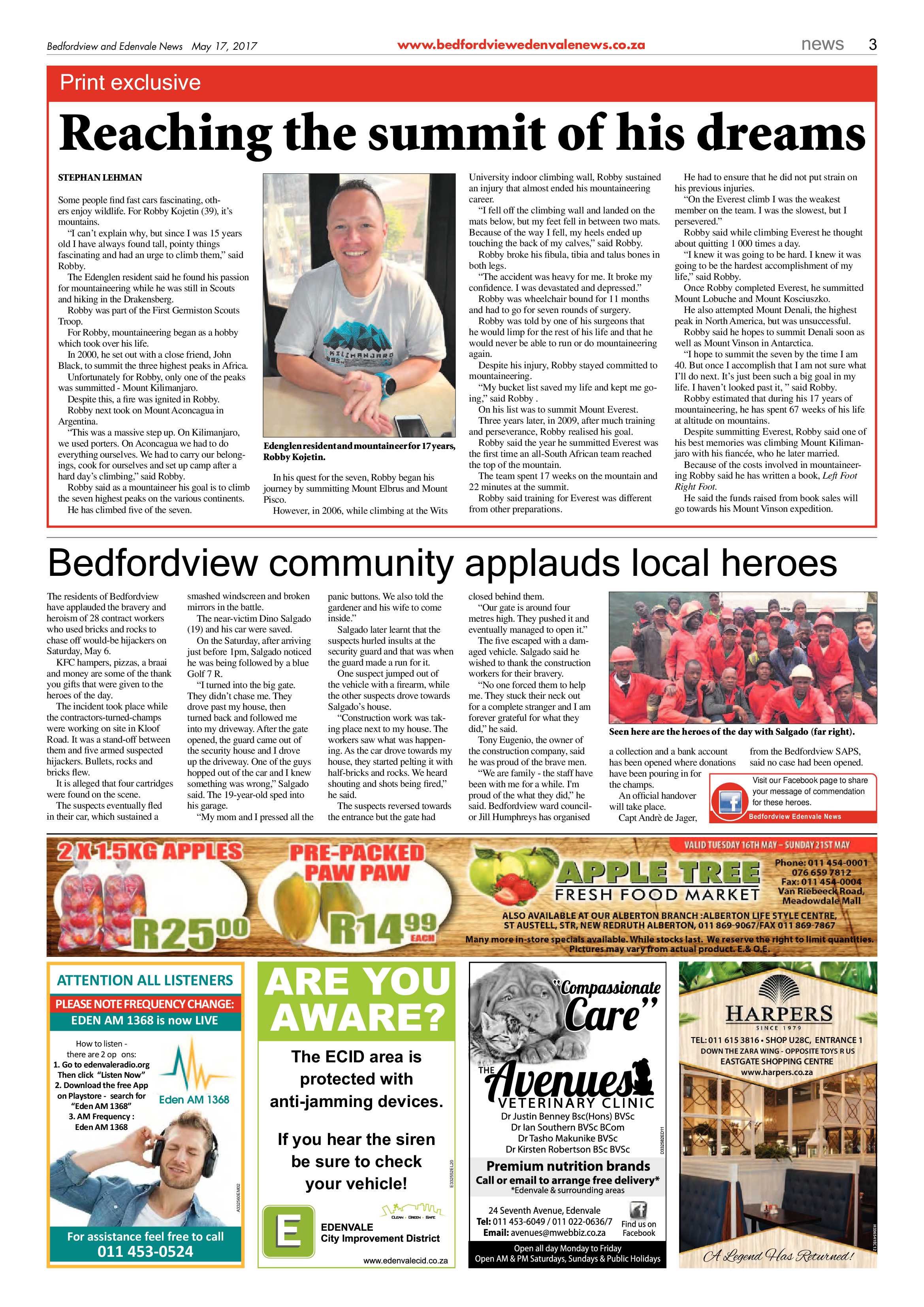 Bedfordview and Edenvale News 17 May 2017 page 3