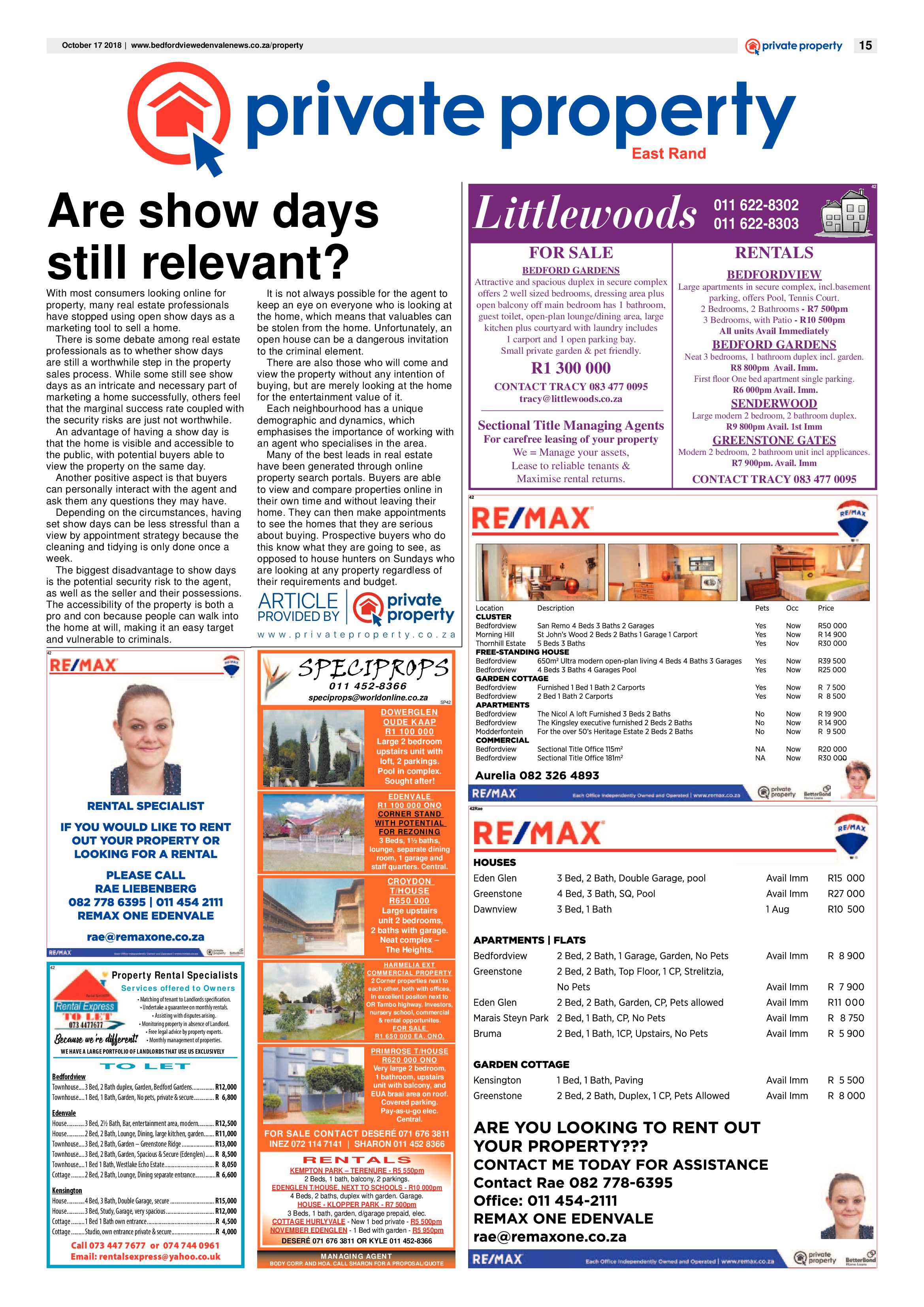 Bedfordview and Edenvale News 17 October  2018 page 15