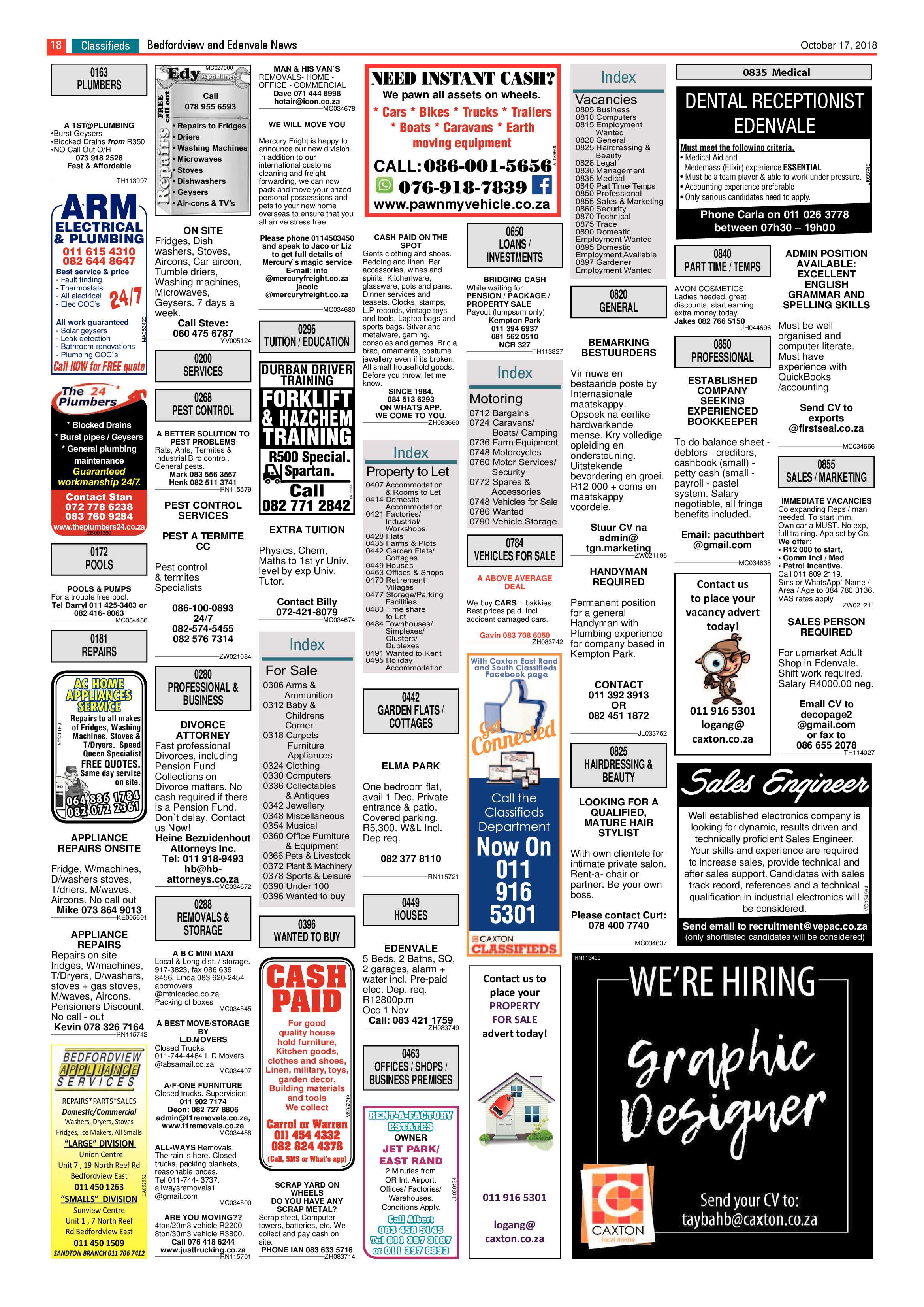 Bedfordview and Edenvale News 17 October  2018 page 18