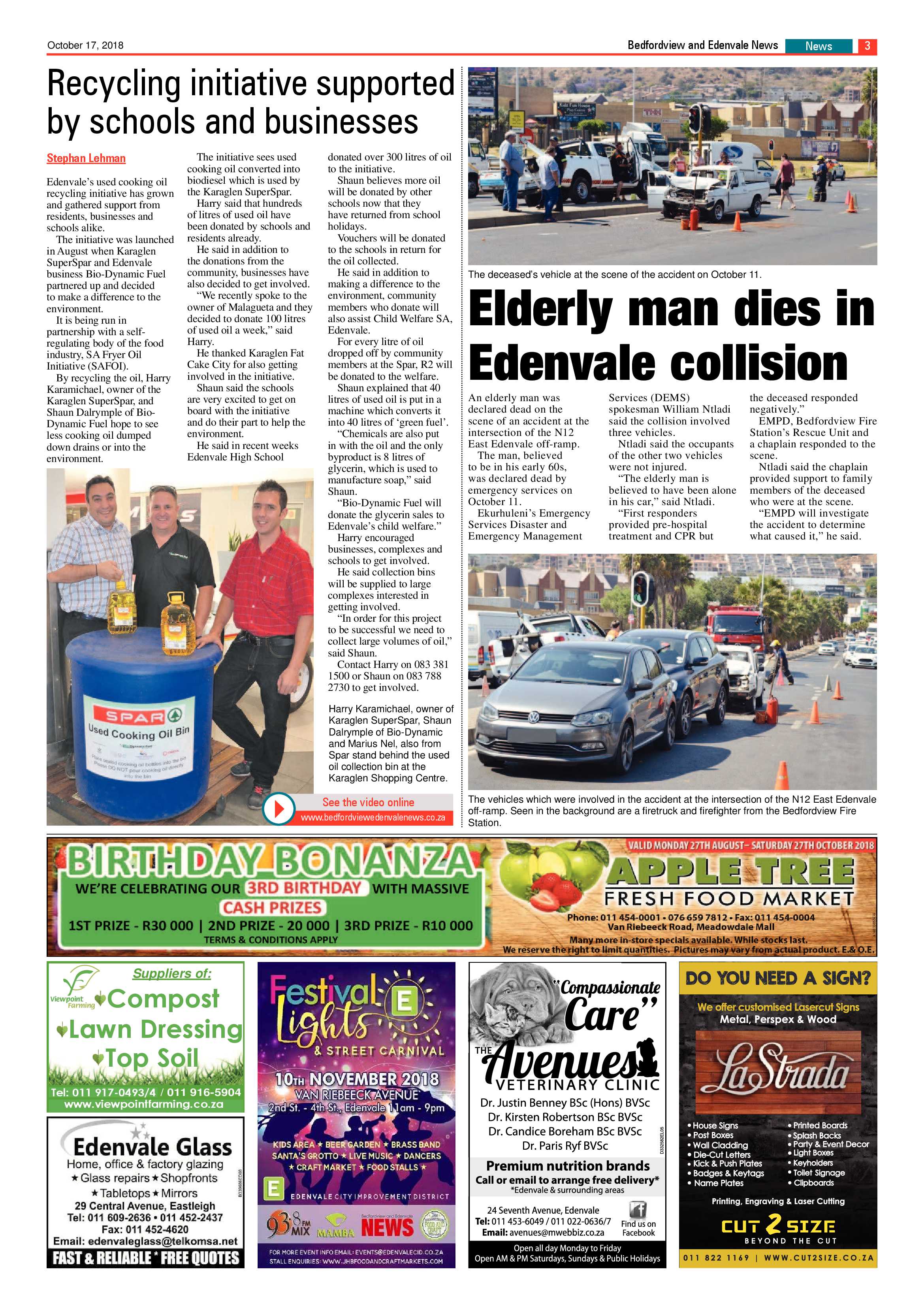 Bedfordview and Edenvale News 17 October  2018 page 3