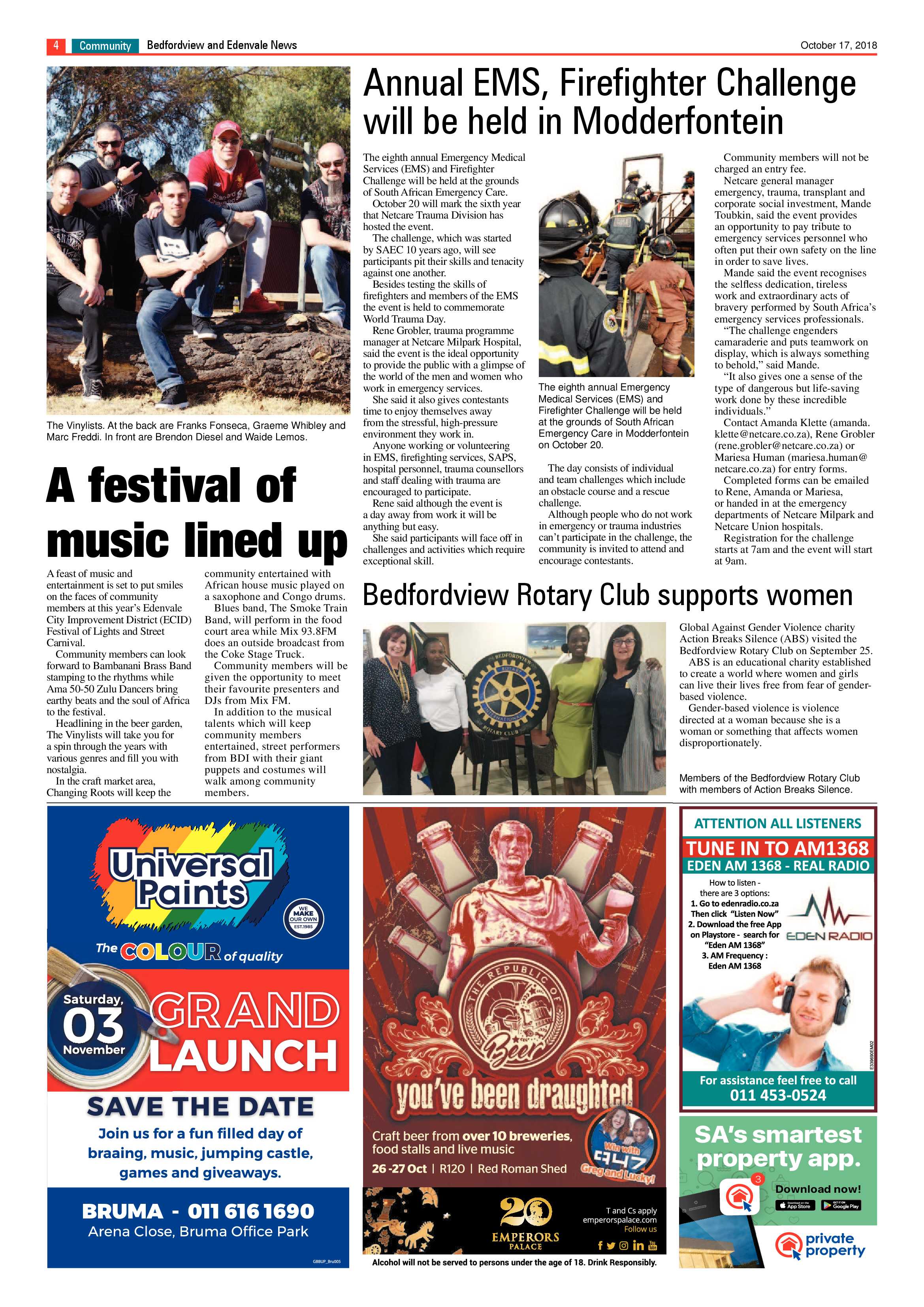 Bedfordview and Edenvale News 17 October  2018 page 4
