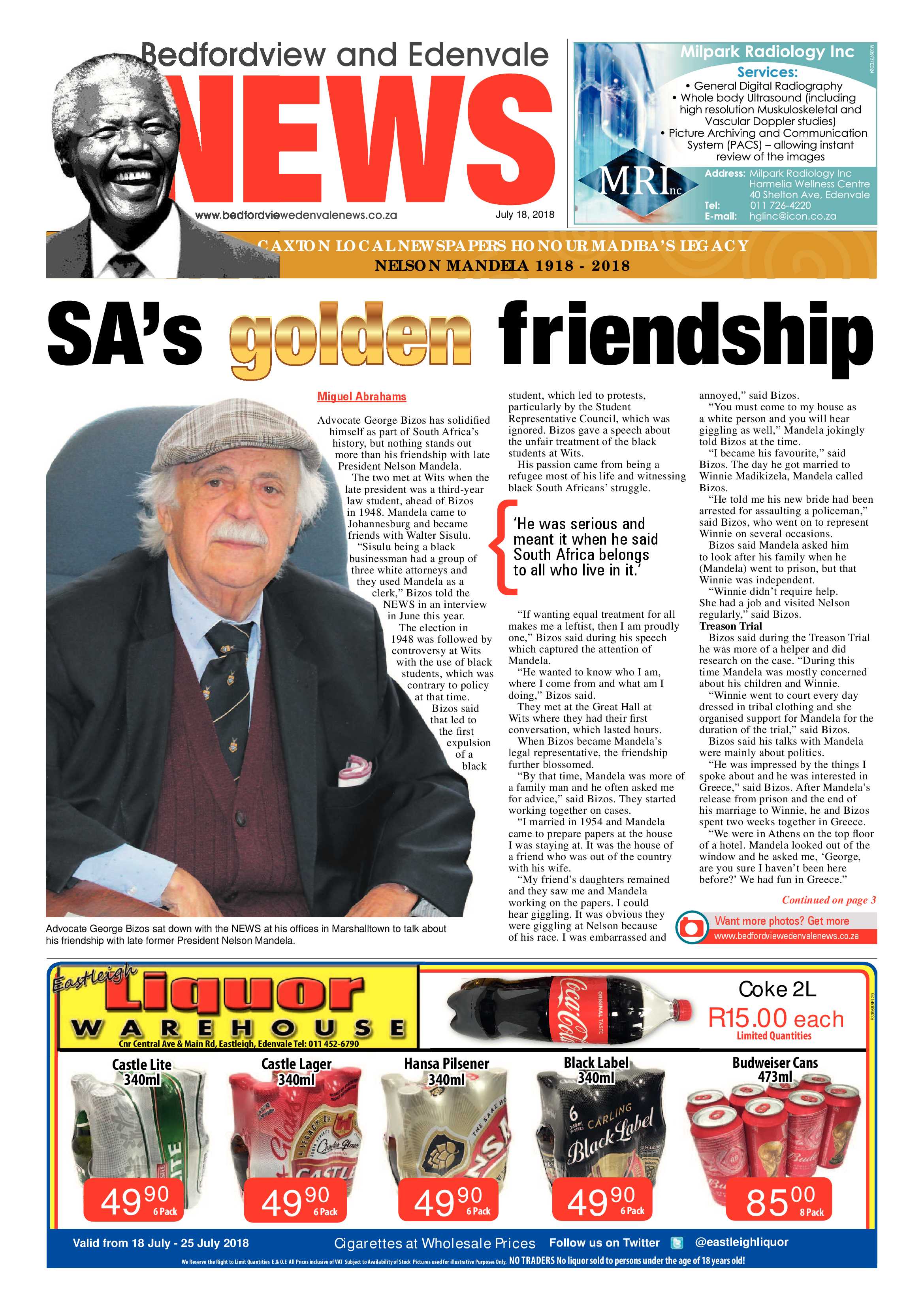 Bedfordview and Edenvale News 18July 2018 page 1