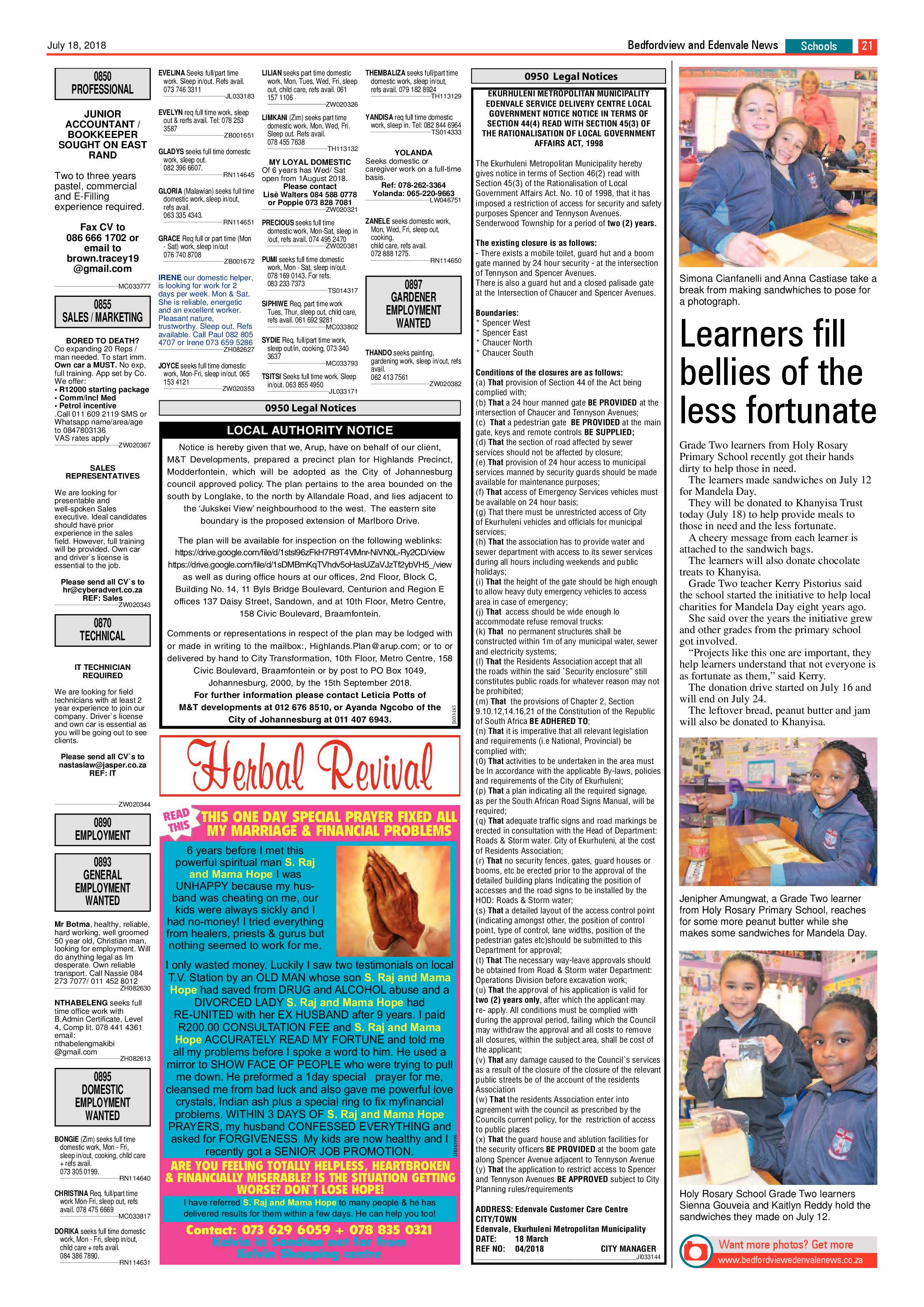 Bedfordview and Edenvale News 18July 2018 page 21