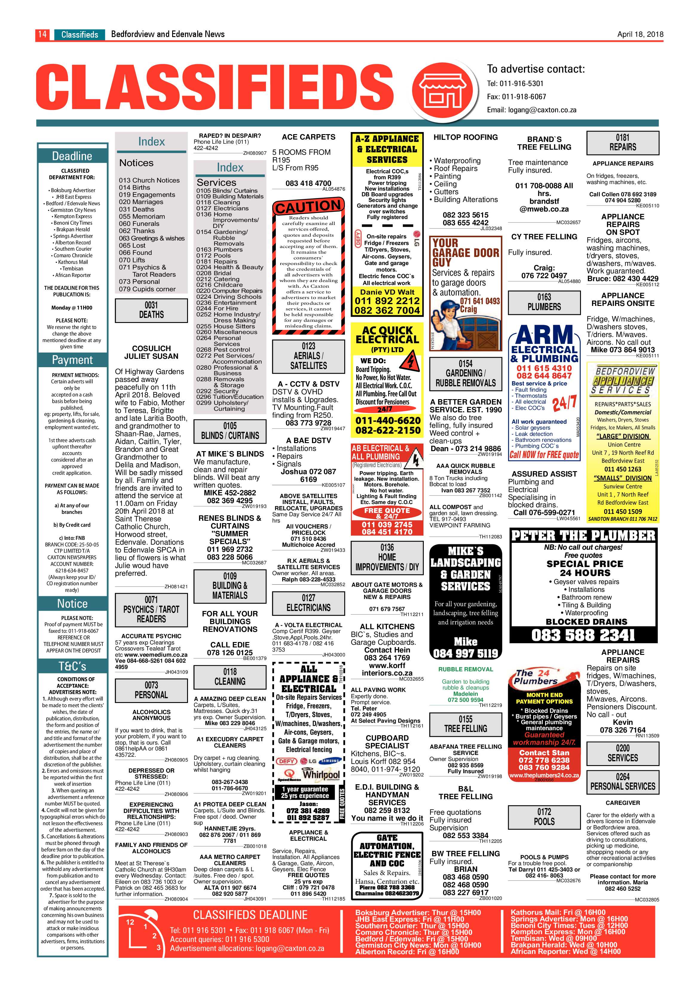 Bedfordview and Edenvale News 18 April 2018 page 14
