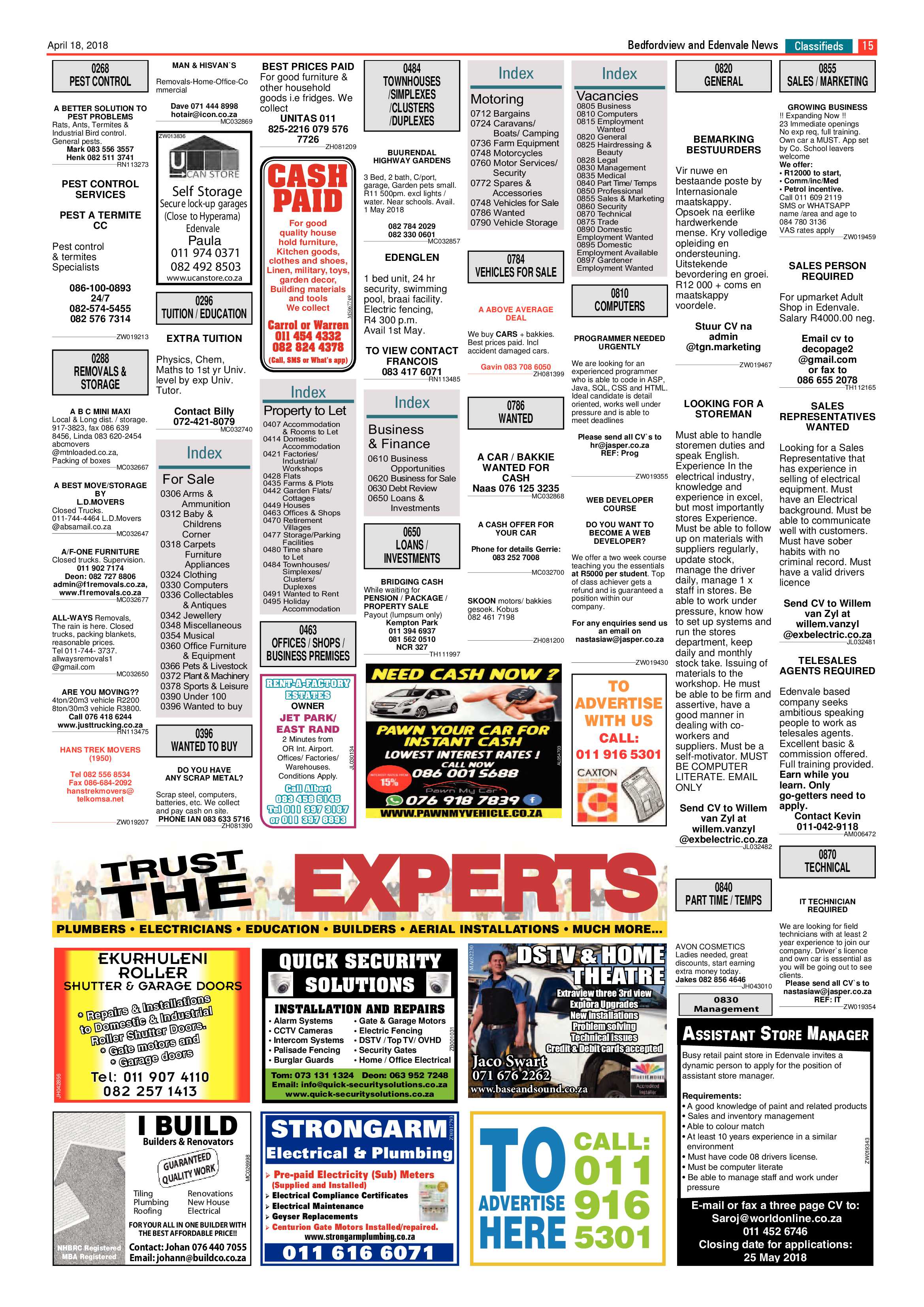 Bedfordview and Edenvale News 18 April 2018 page 15