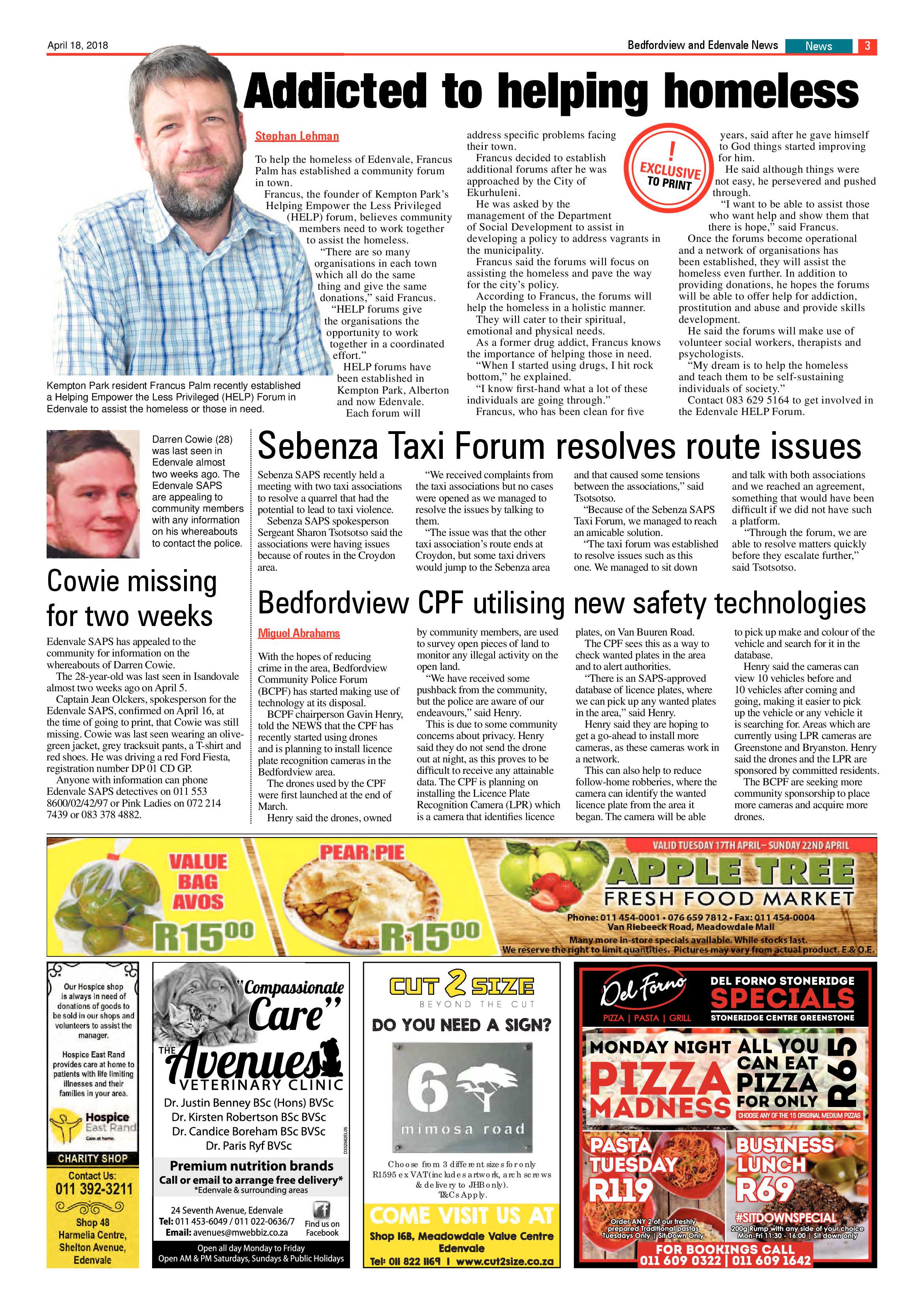 Bedfordview and Edenvale News 18 April 2018 page 3
