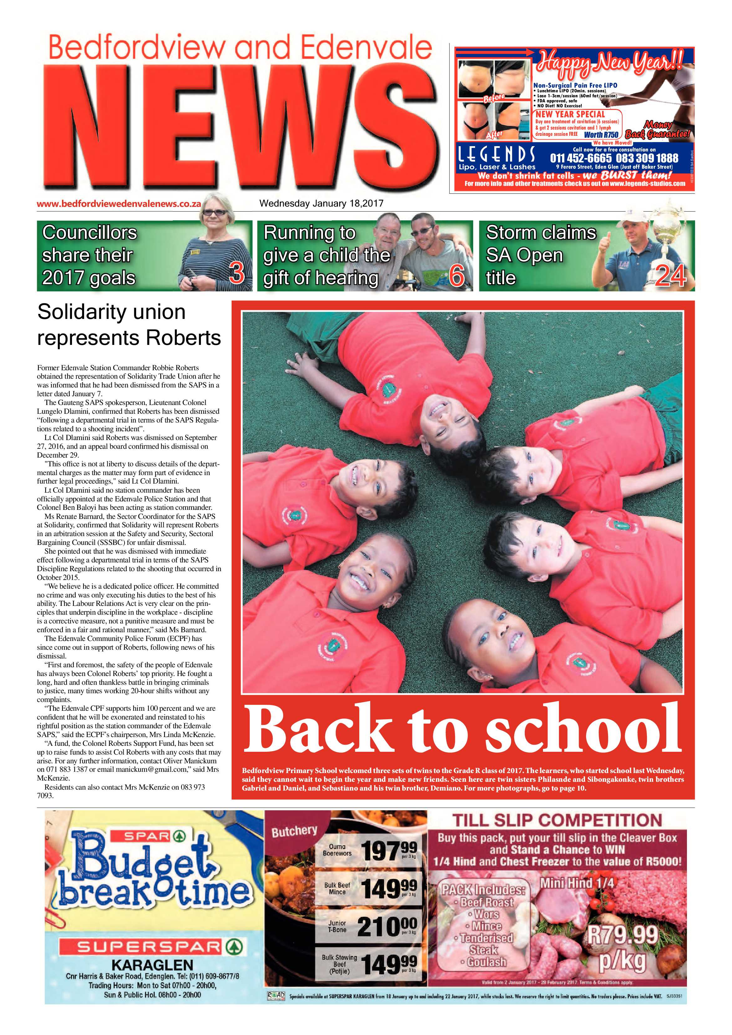 Bedfordview and Edenvale News 18 January 2017 page 1