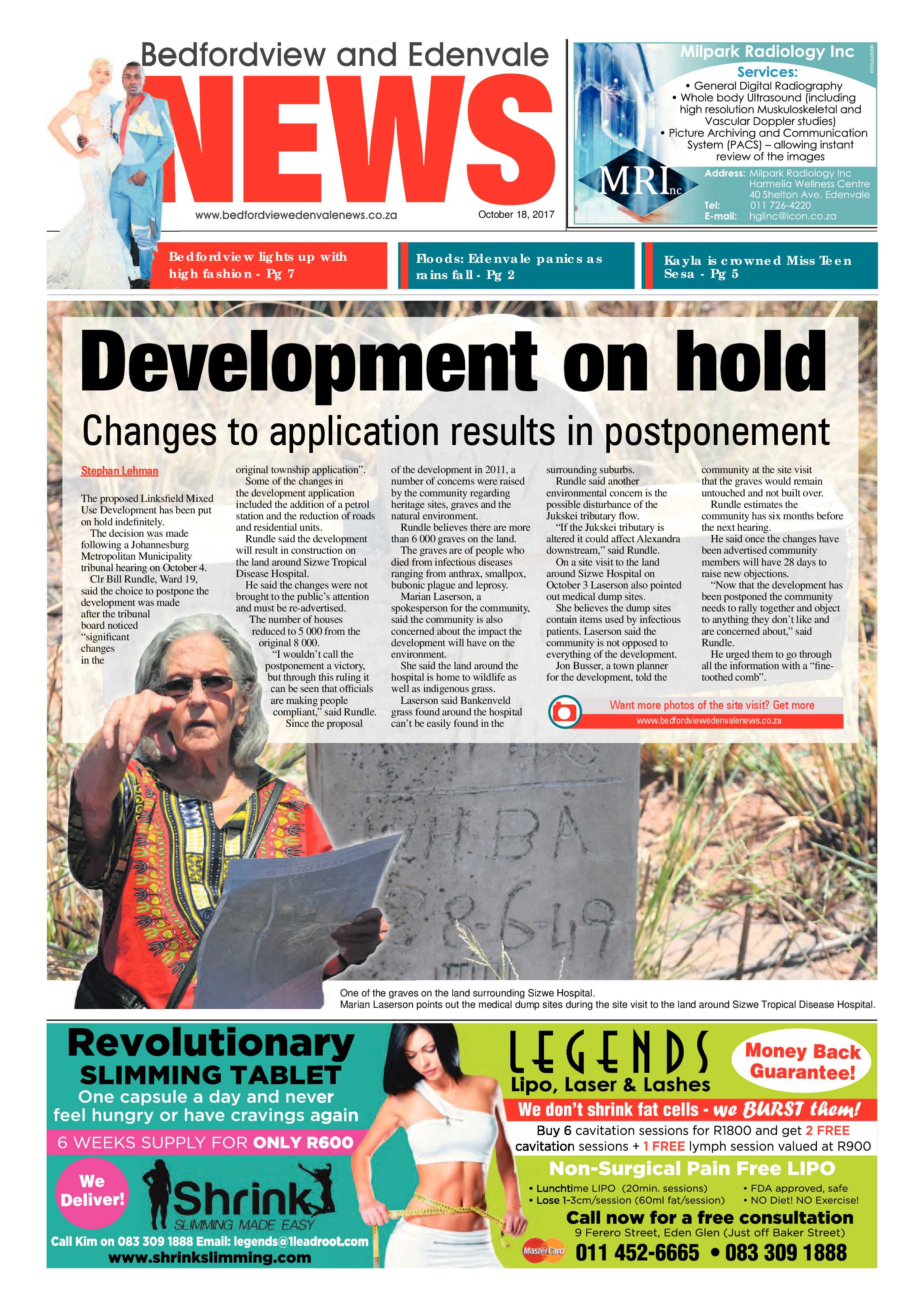 Bedfordview and Edenvale News 18 October 2017 page 1