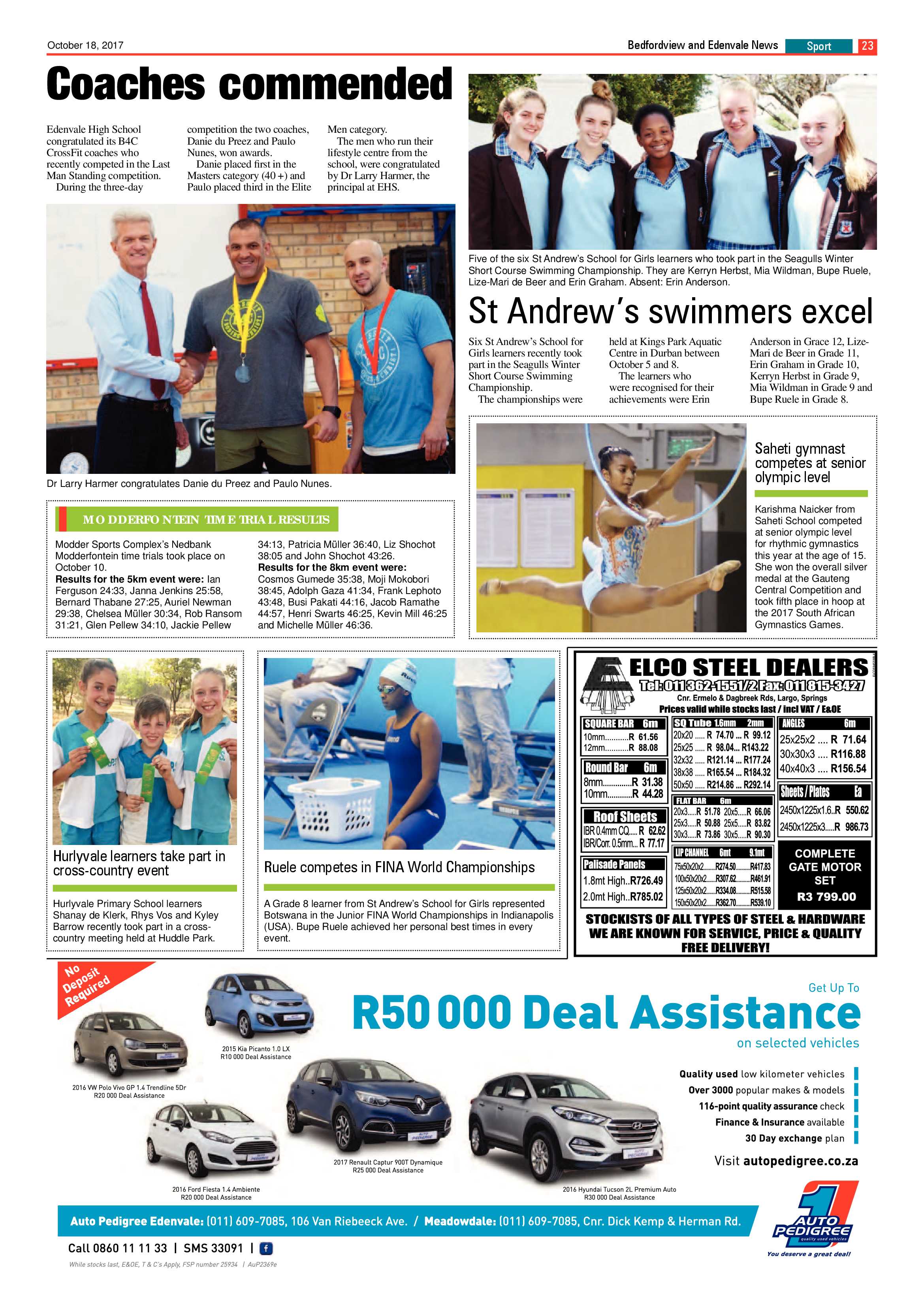 Bedfordview and Edenvale News 18 October 2017 page 23