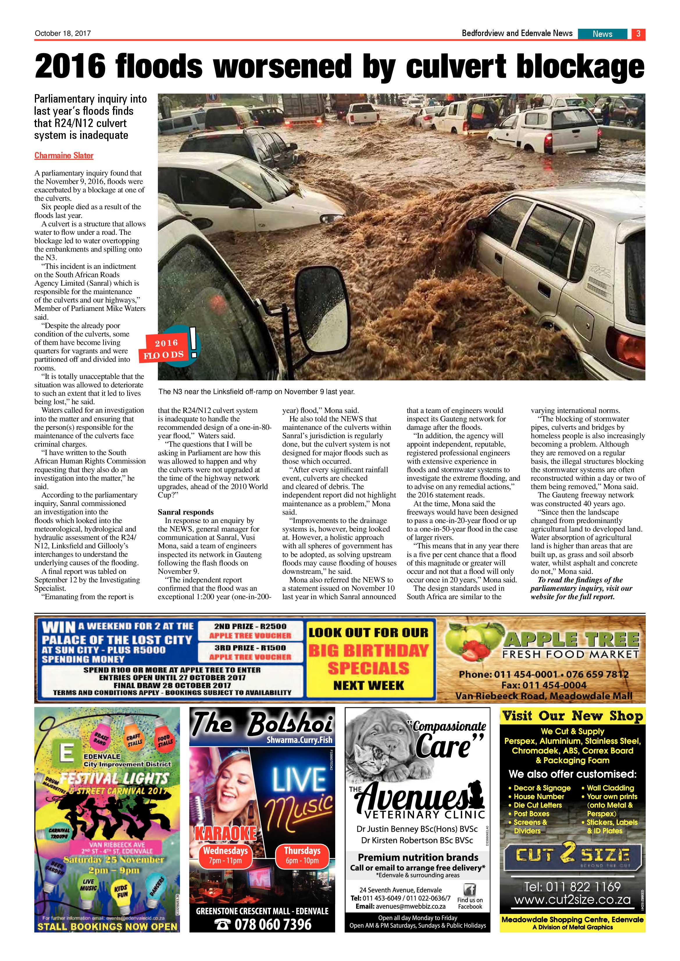 Bedfordview and Edenvale News 18 October 2017 page 3