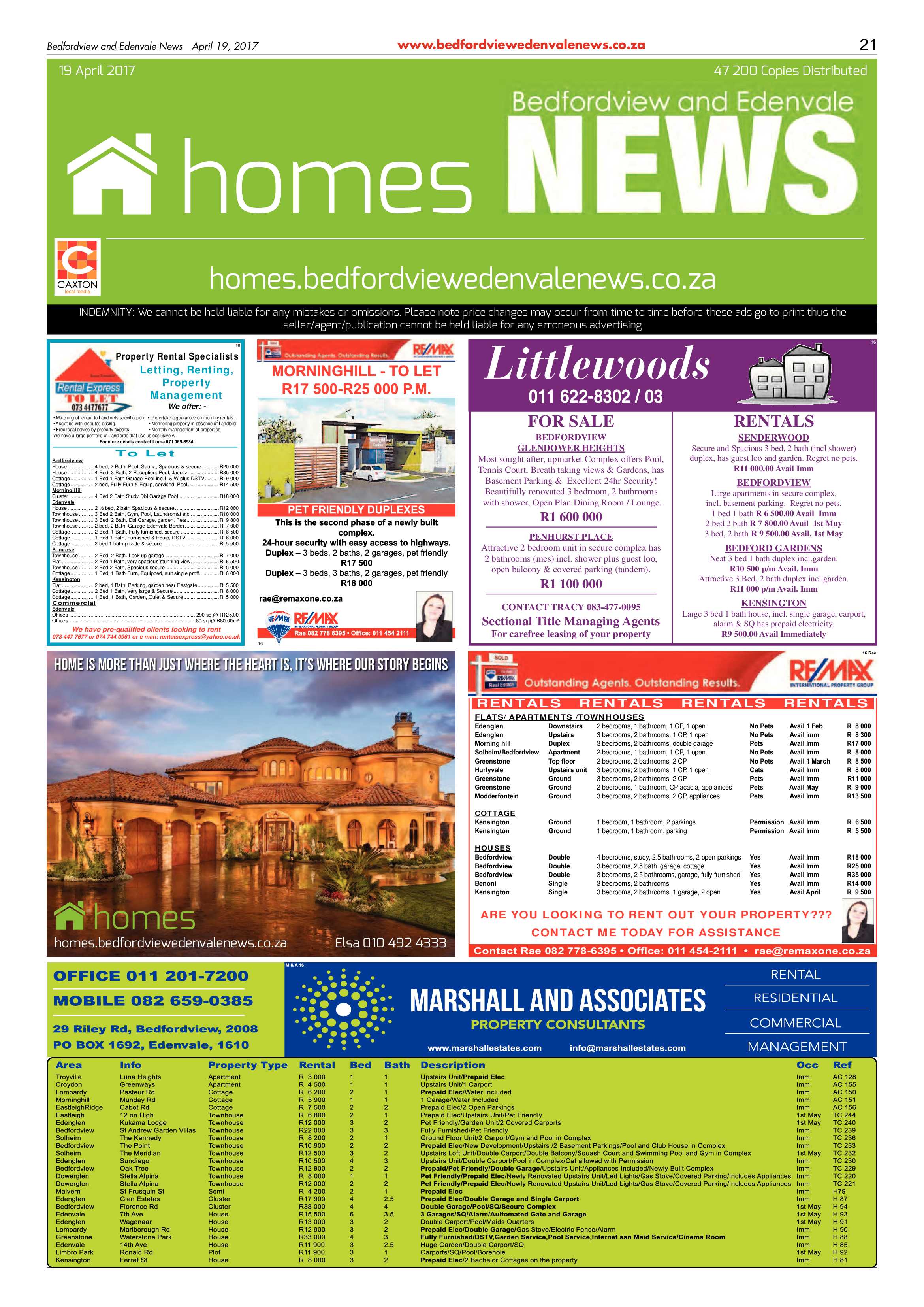 Bedfordview and Edenvale News 19 April 2017 page 21