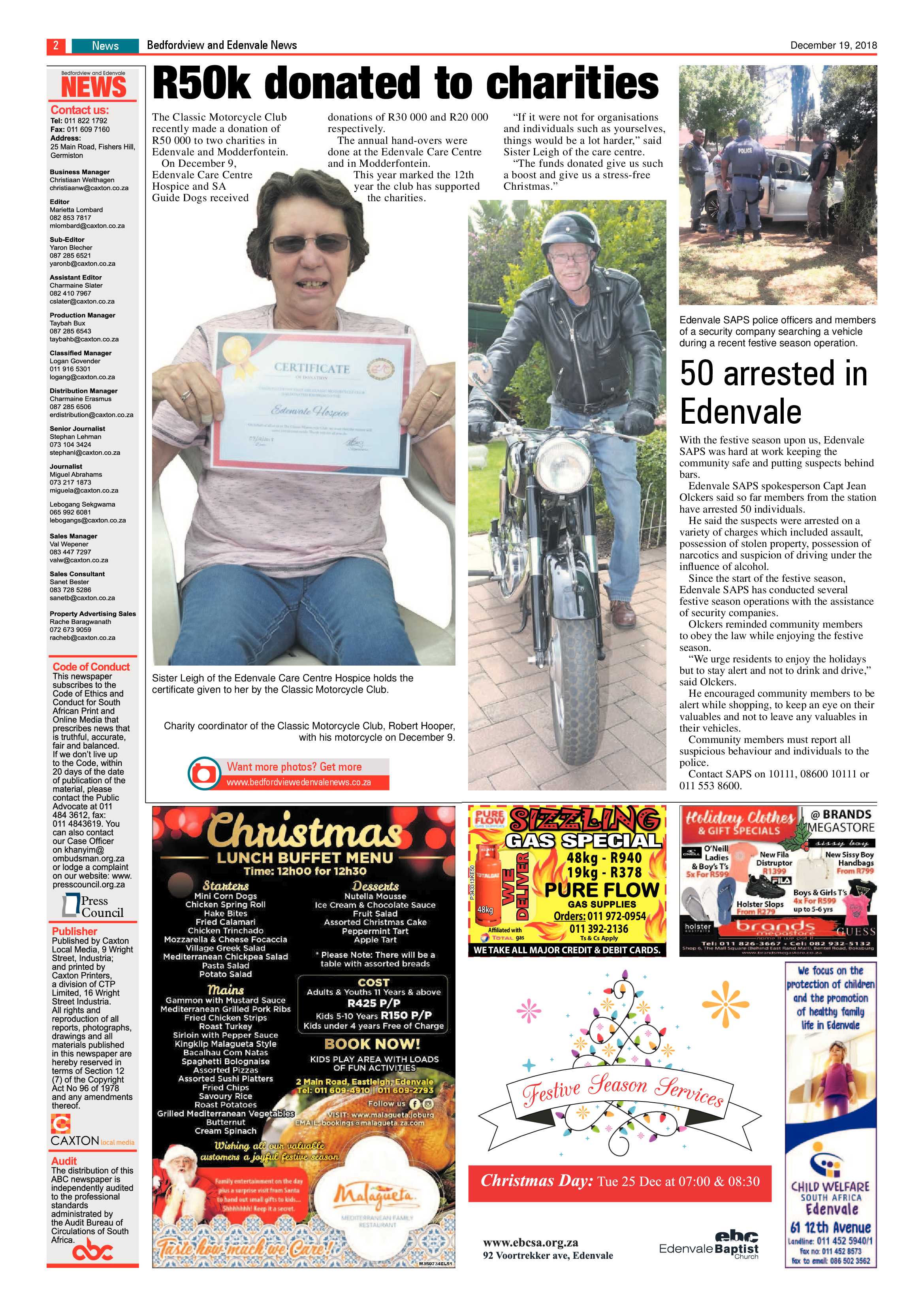 Bedfordview and Edenvale News 19 December 2018 page 2