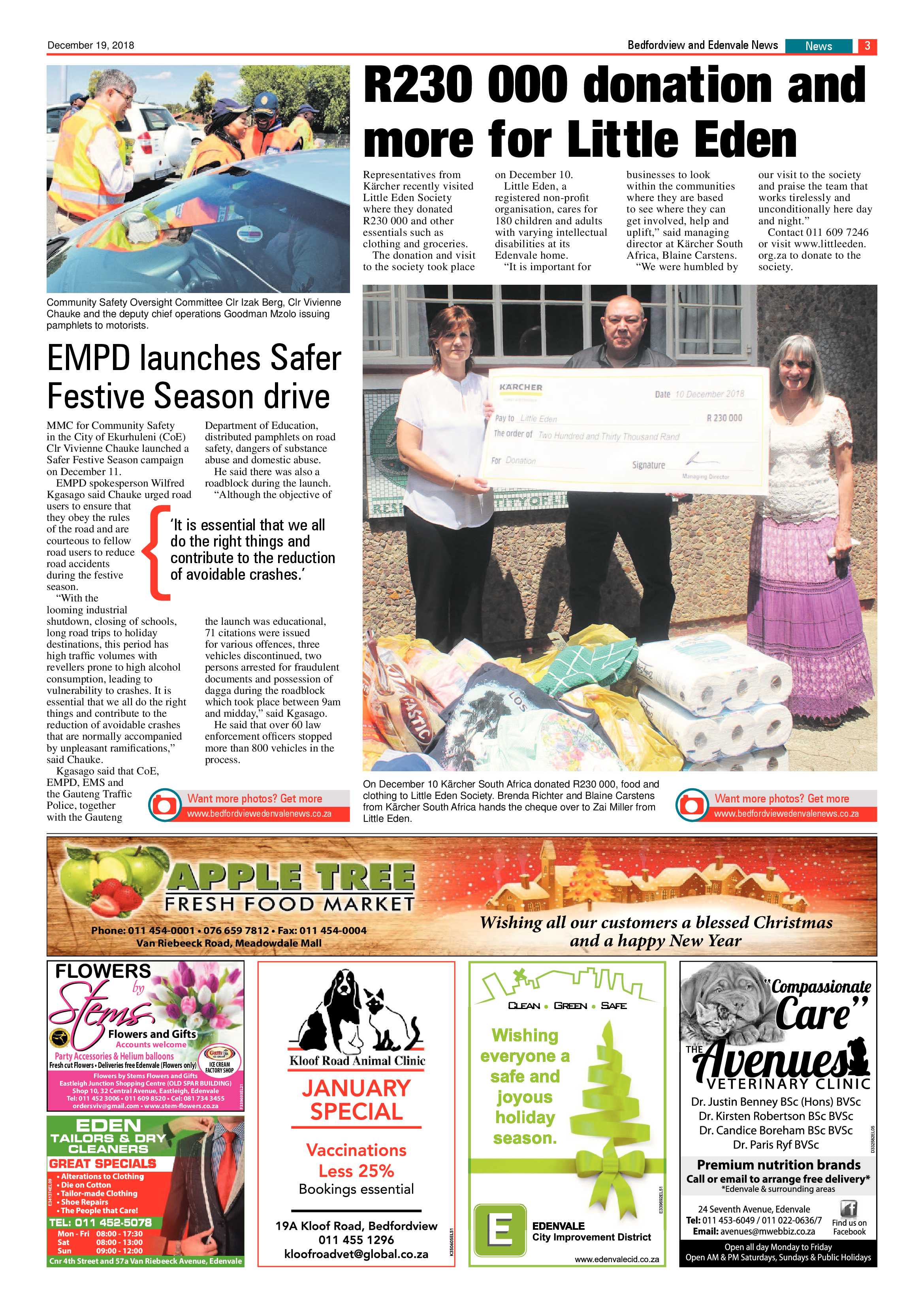 Bedfordview and Edenvale News 19 December 2018 page 3