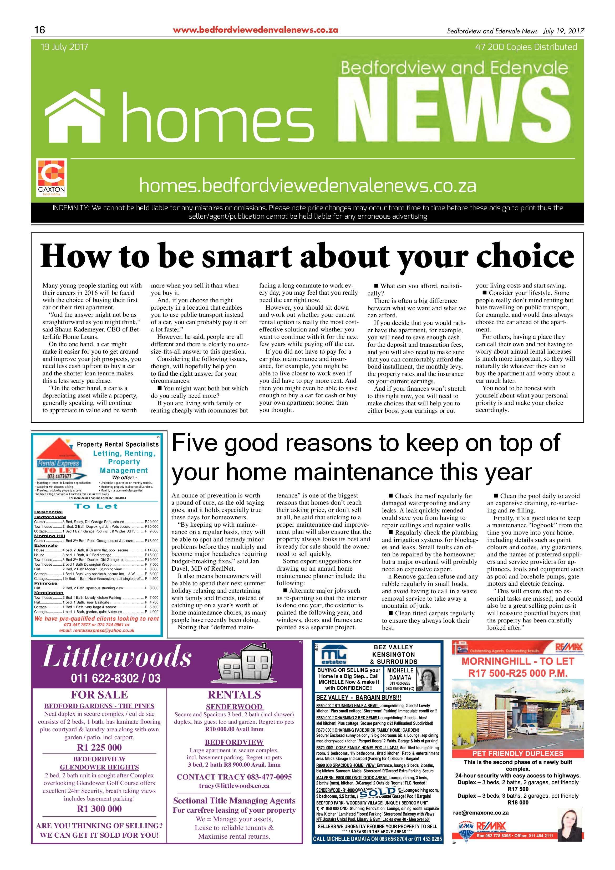 Bedfordview and Edenvale News 19 July 2017 page 16
