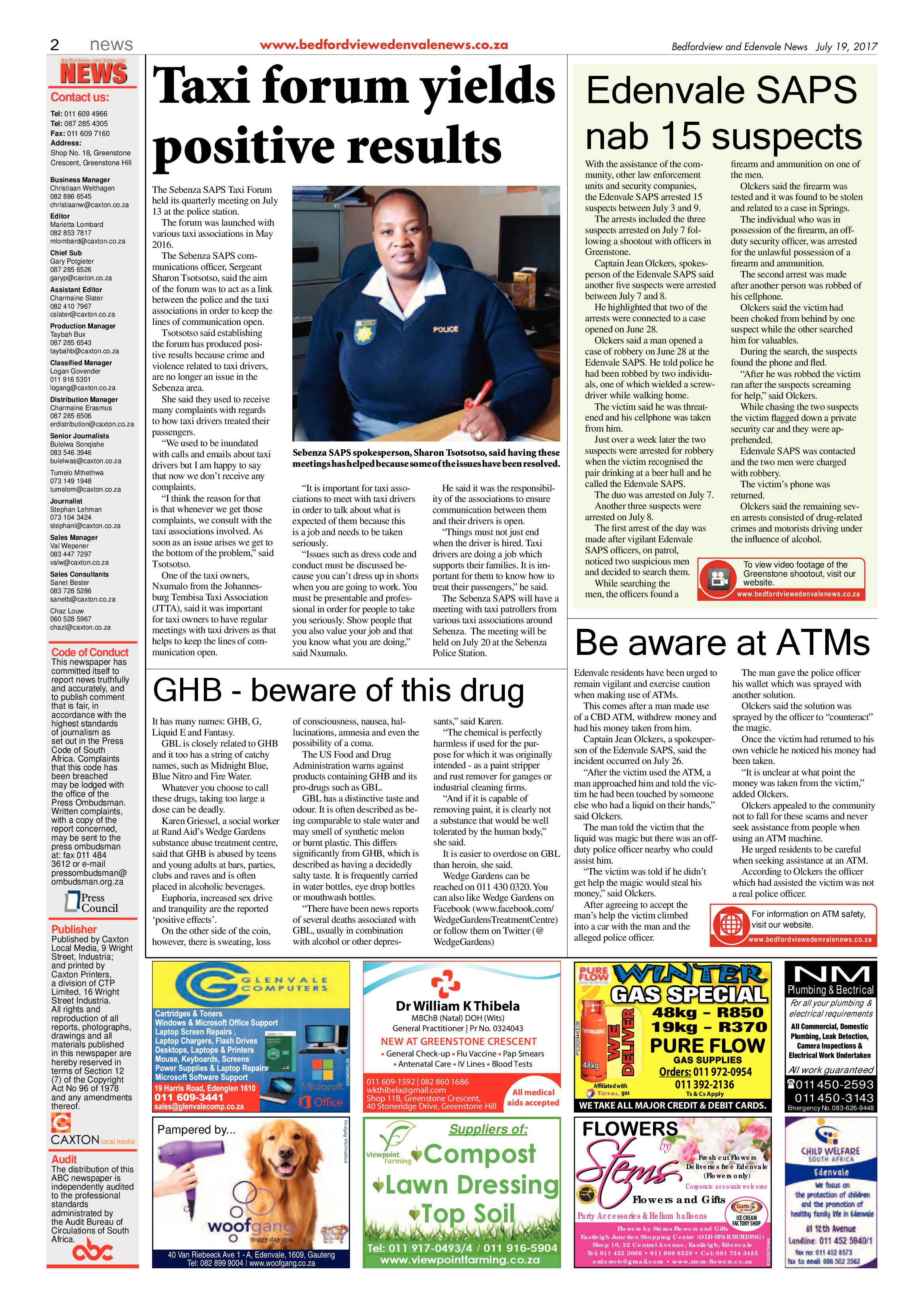 Bedfordview and Edenvale News 19 July 2017 page 2