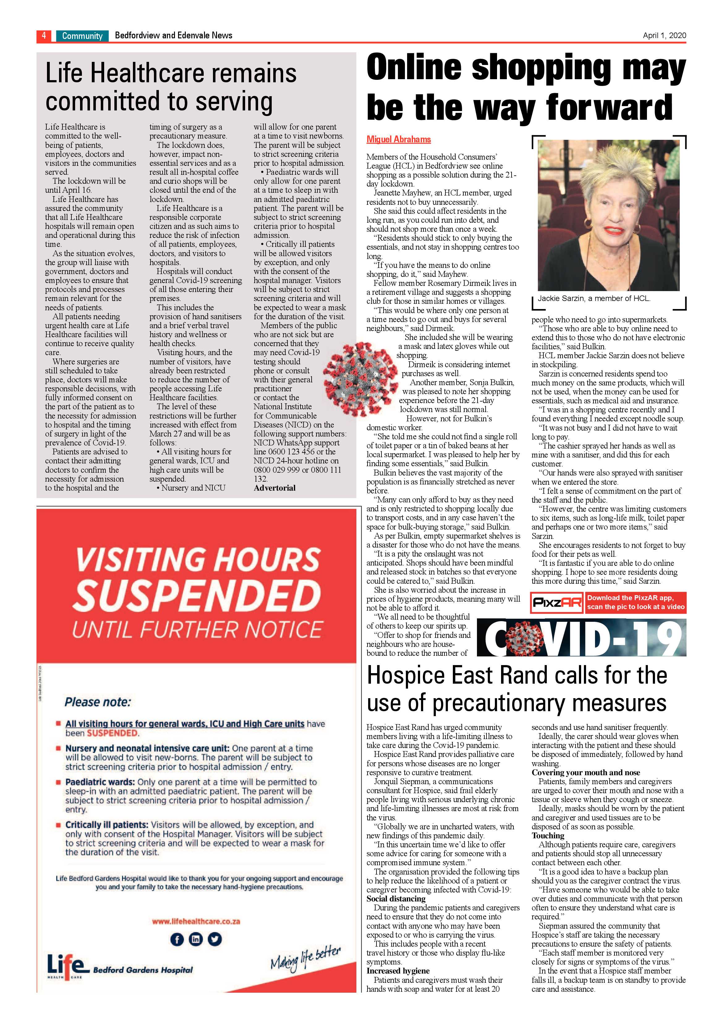 Bedfordview and Edenvale News 1 April 2020 page 4