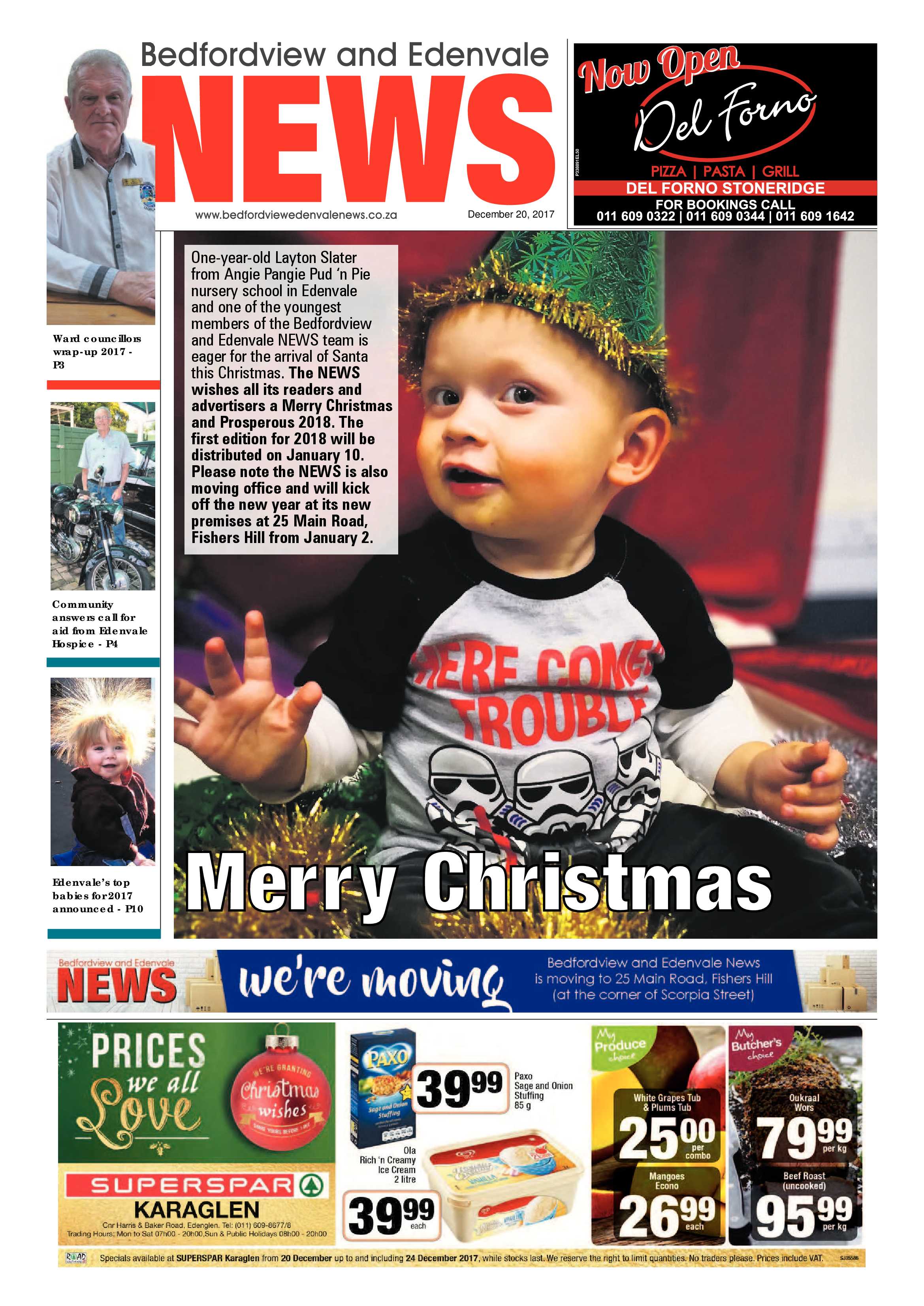 Bedfordview and Edenvale News 20 December 2017 page 1