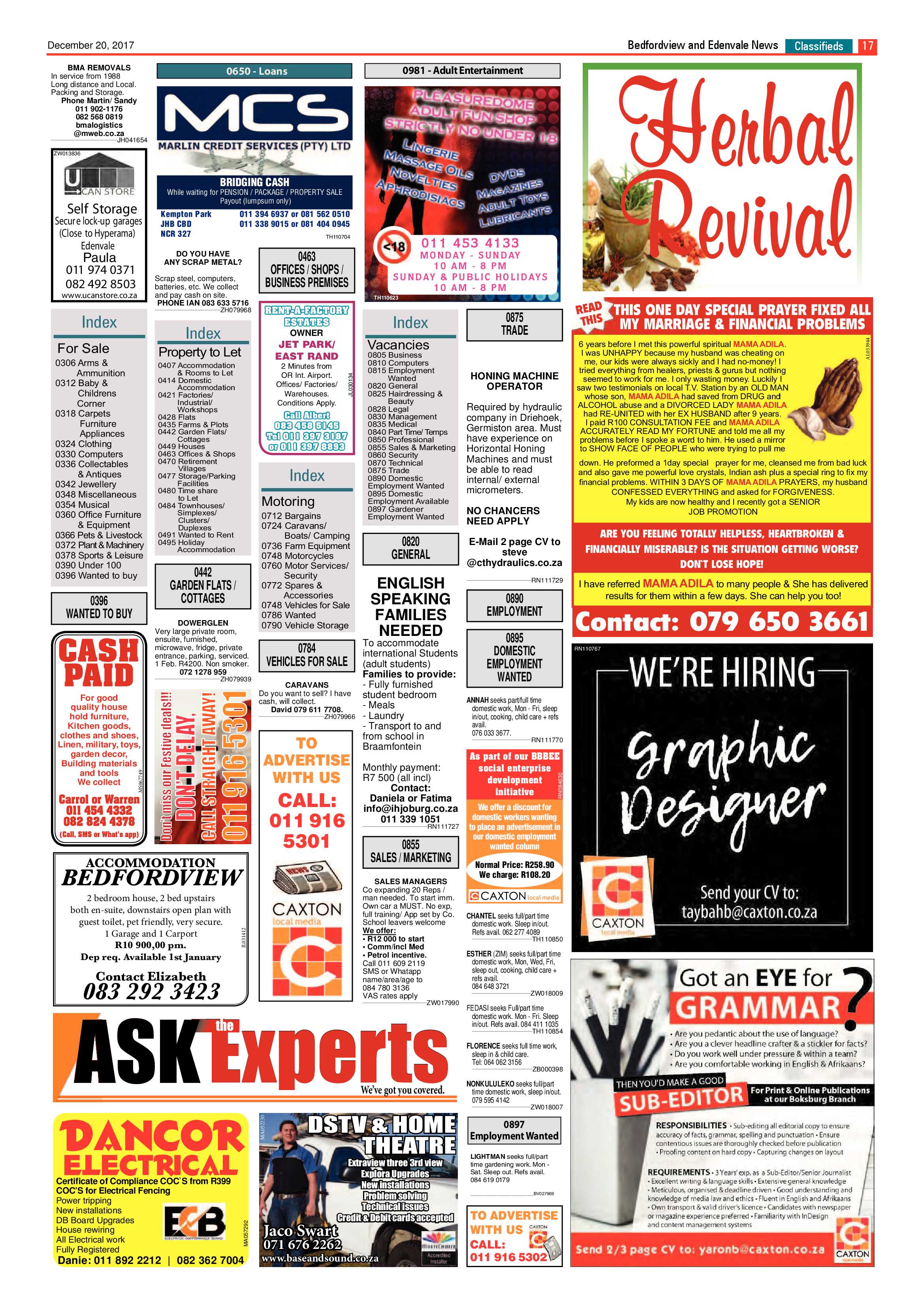 Bedfordview and Edenvale News 20 December 2017 page 17