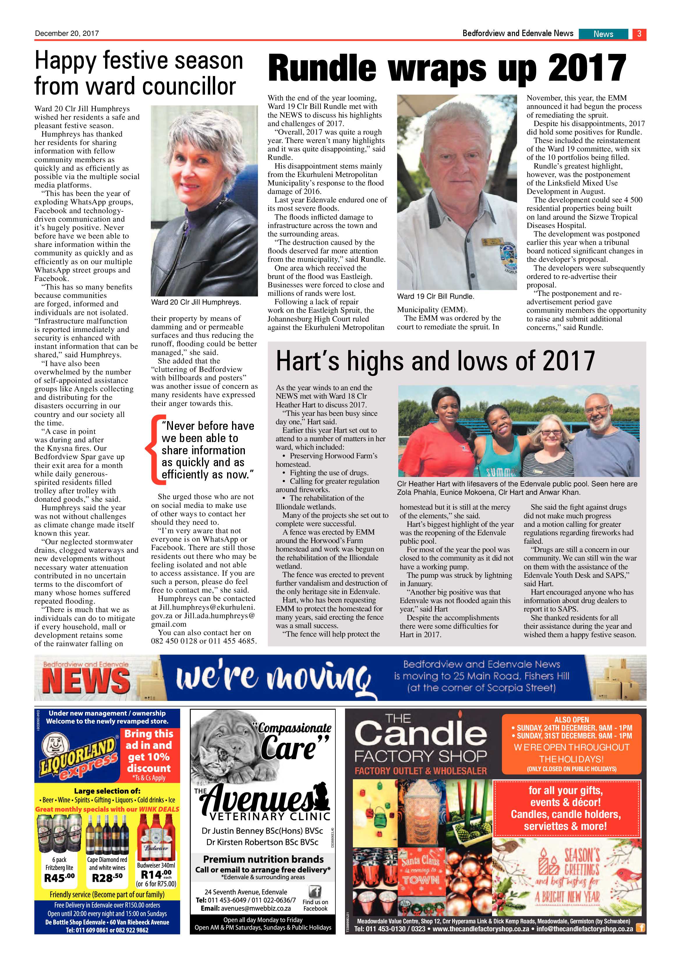 Bedfordview and Edenvale News 20 December 2017 page 3