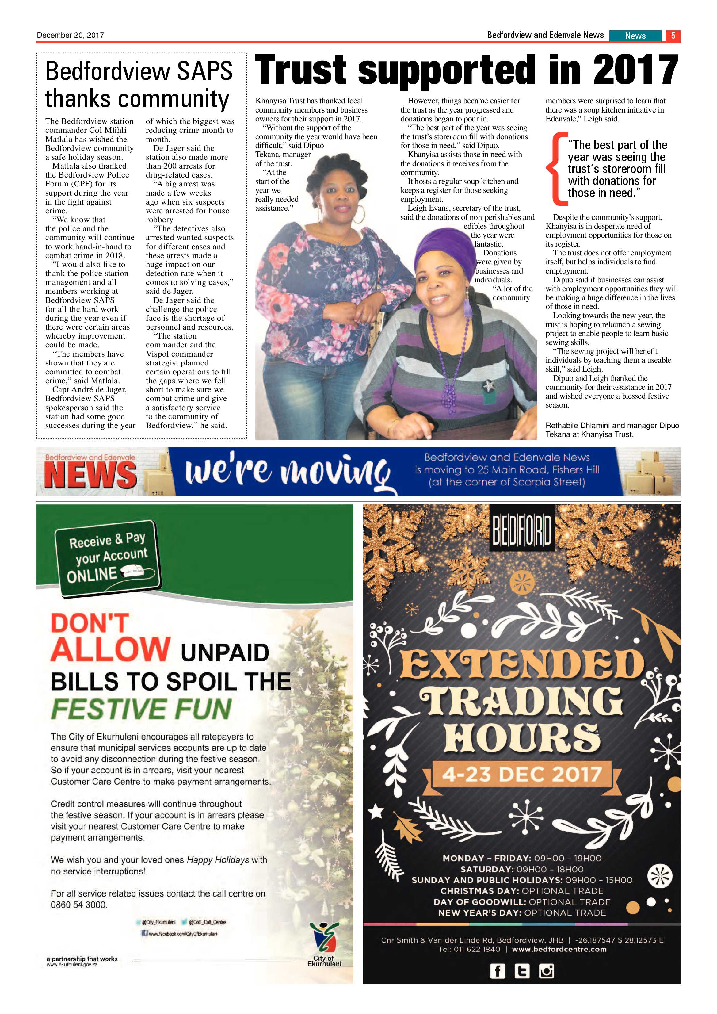 Bedfordview and Edenvale News 20 December 2017 page 5