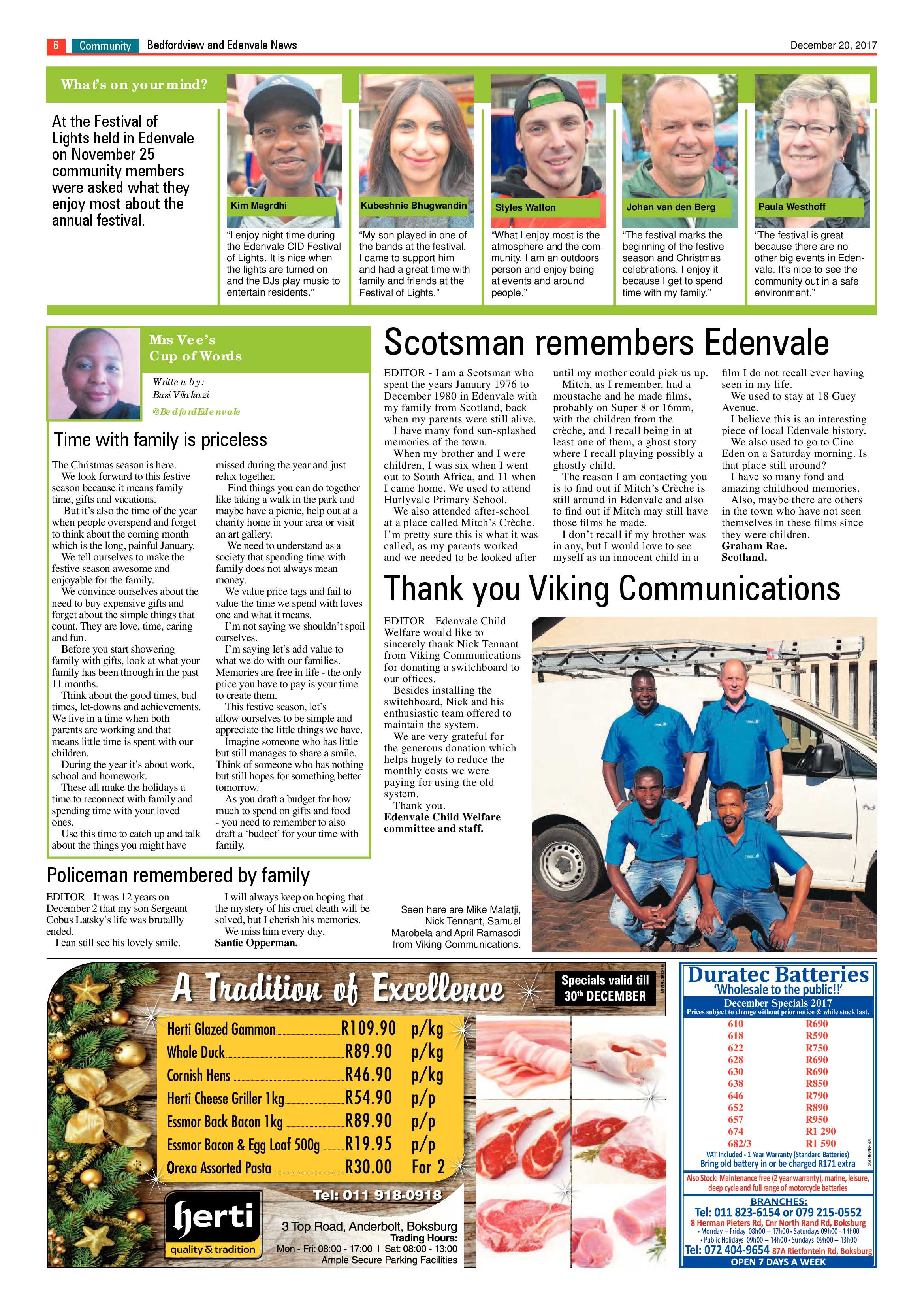Bedfordview and Edenvale News 20 December 2017 page 6