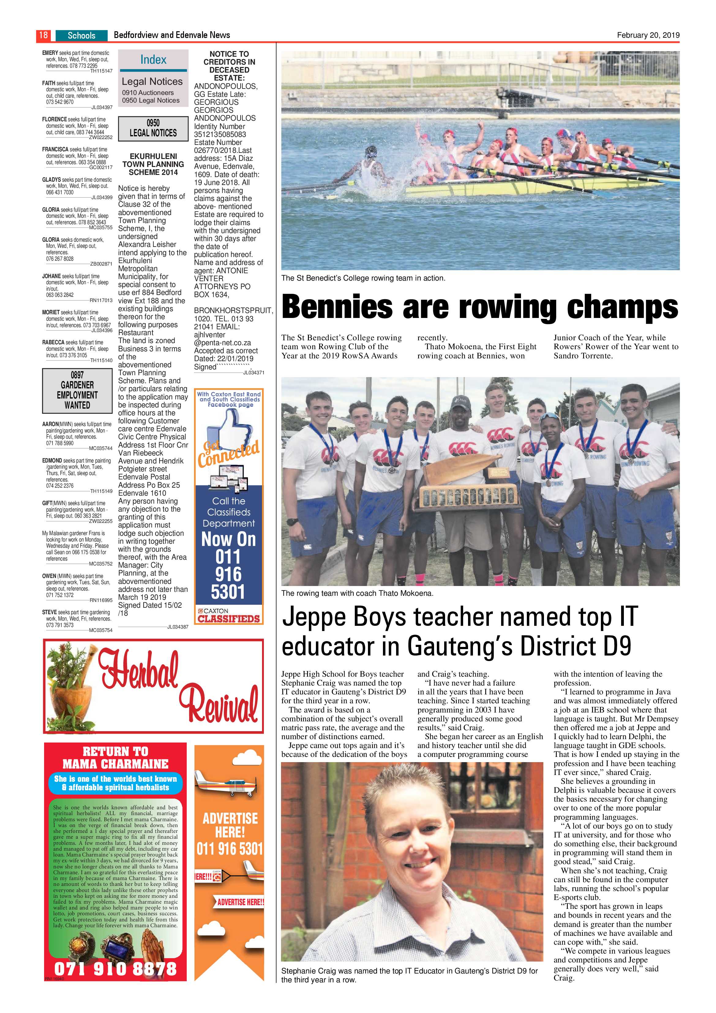 Bedfordview and Edenvale News 20 February 2019 page 18
