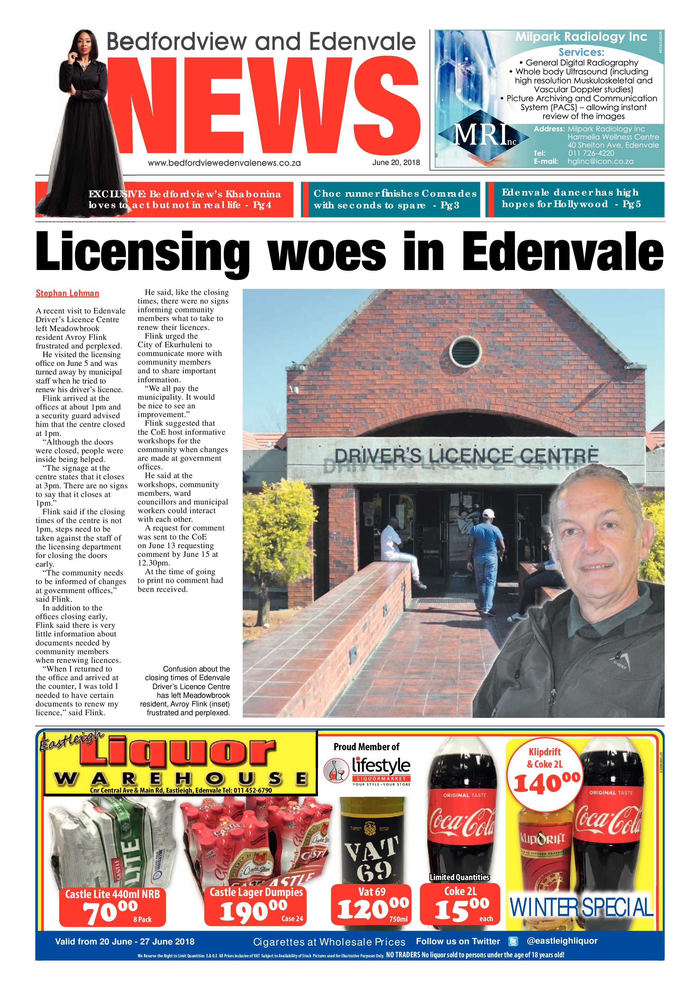 Bedfordview and Edenvale News 20 June 2018 page 1