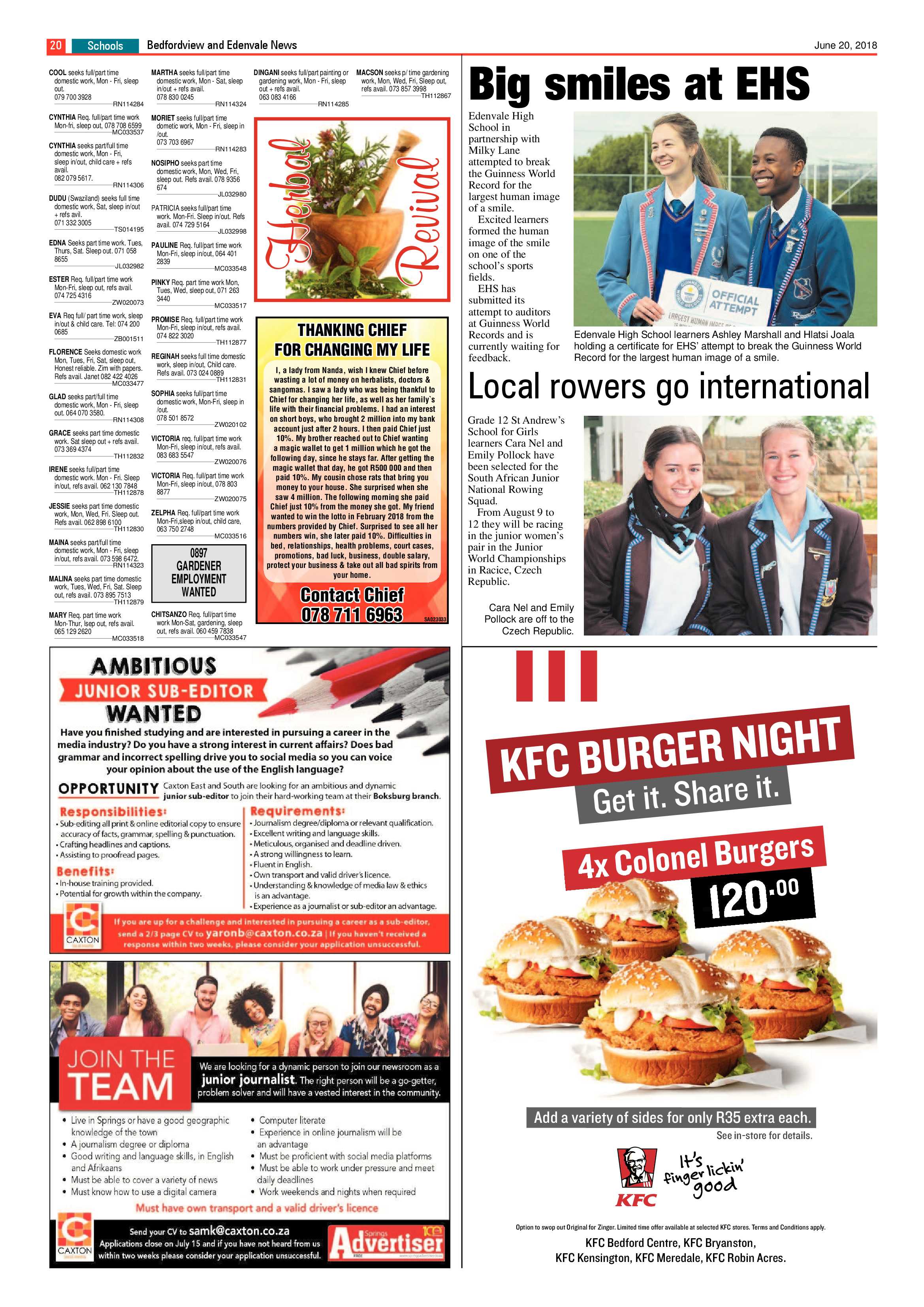 Bedfordview and Edenvale News 20 June 2018 page 20