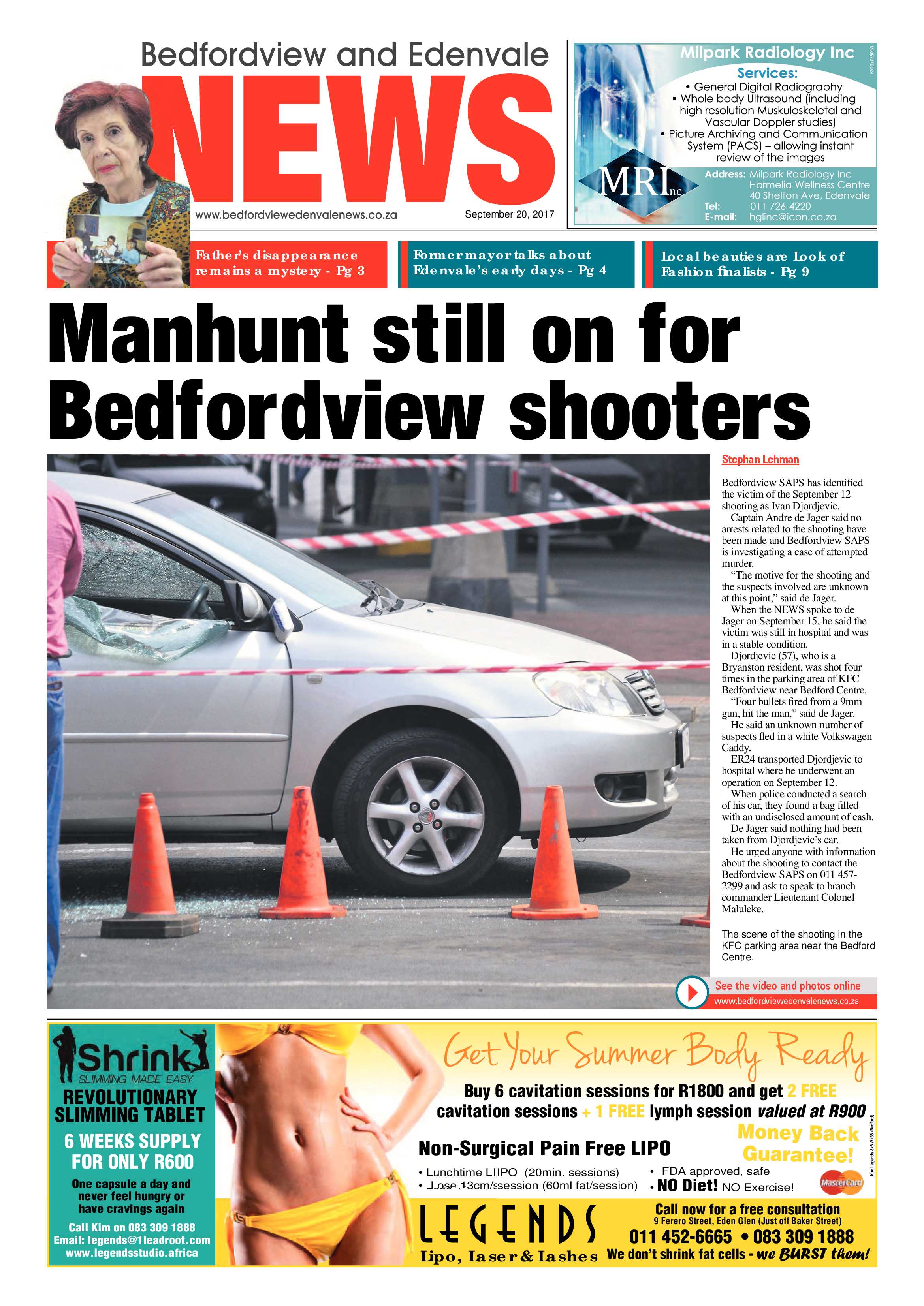 Bedfordview and Edenvale News 20 September 2017 page 1
