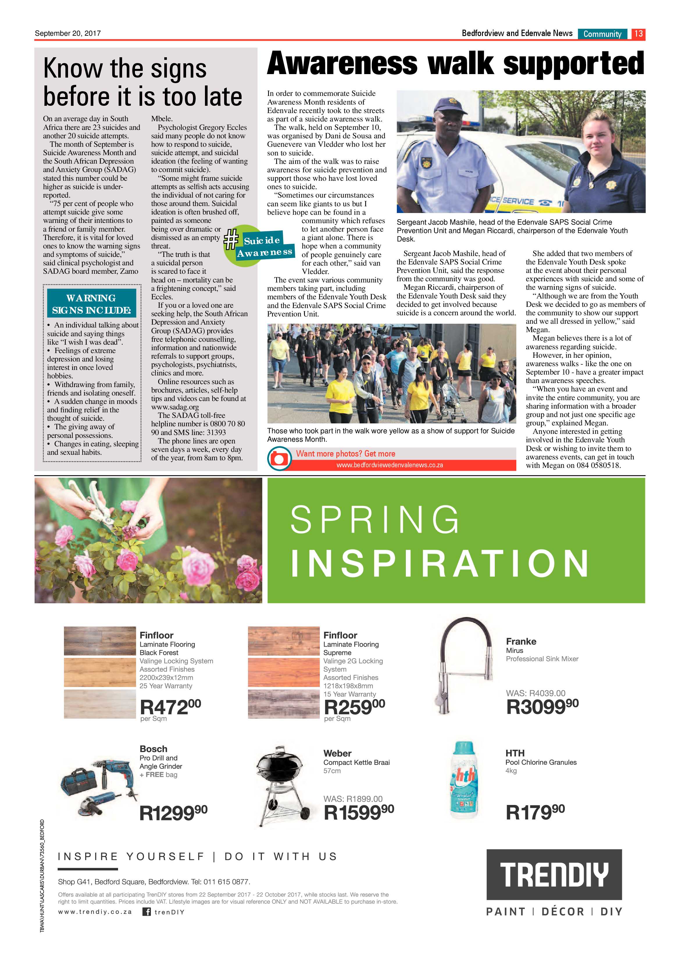 Bedfordview and Edenvale News 20 September 2017 page 13