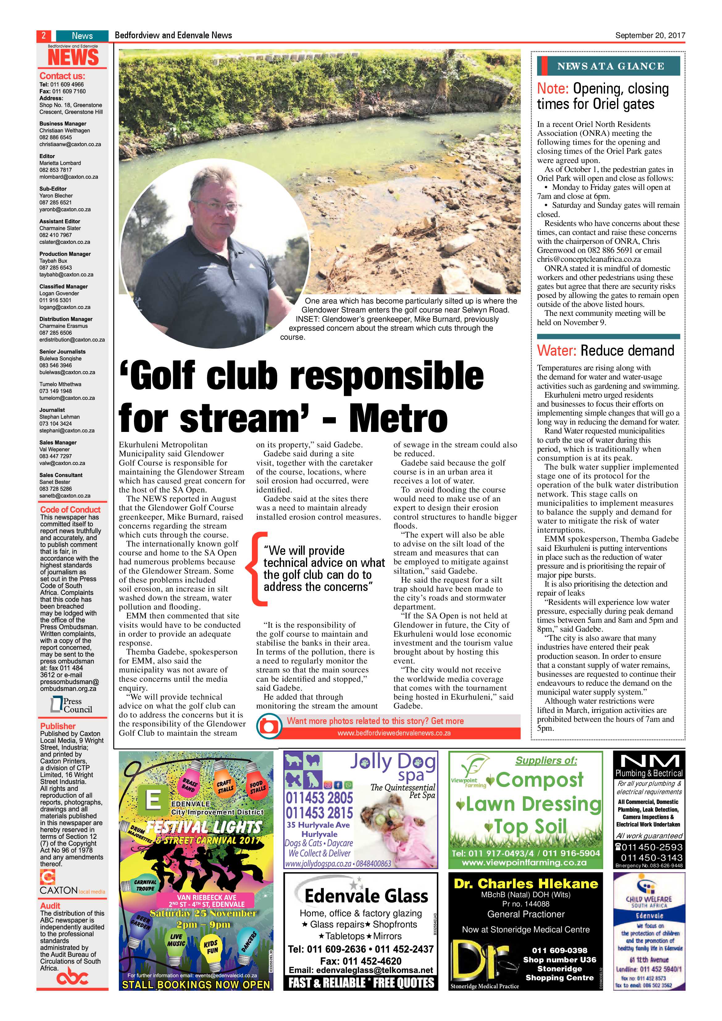 Bedfordview and Edenvale News 20 September 2017 page 2