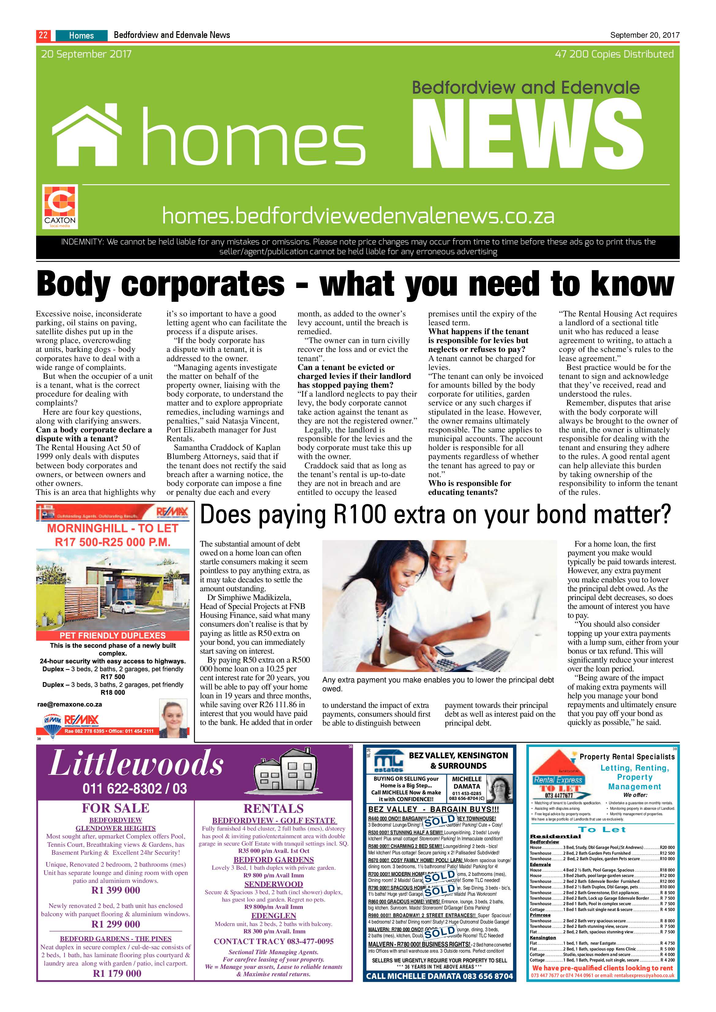 Bedfordview and Edenvale News 20 September 2017 page 22